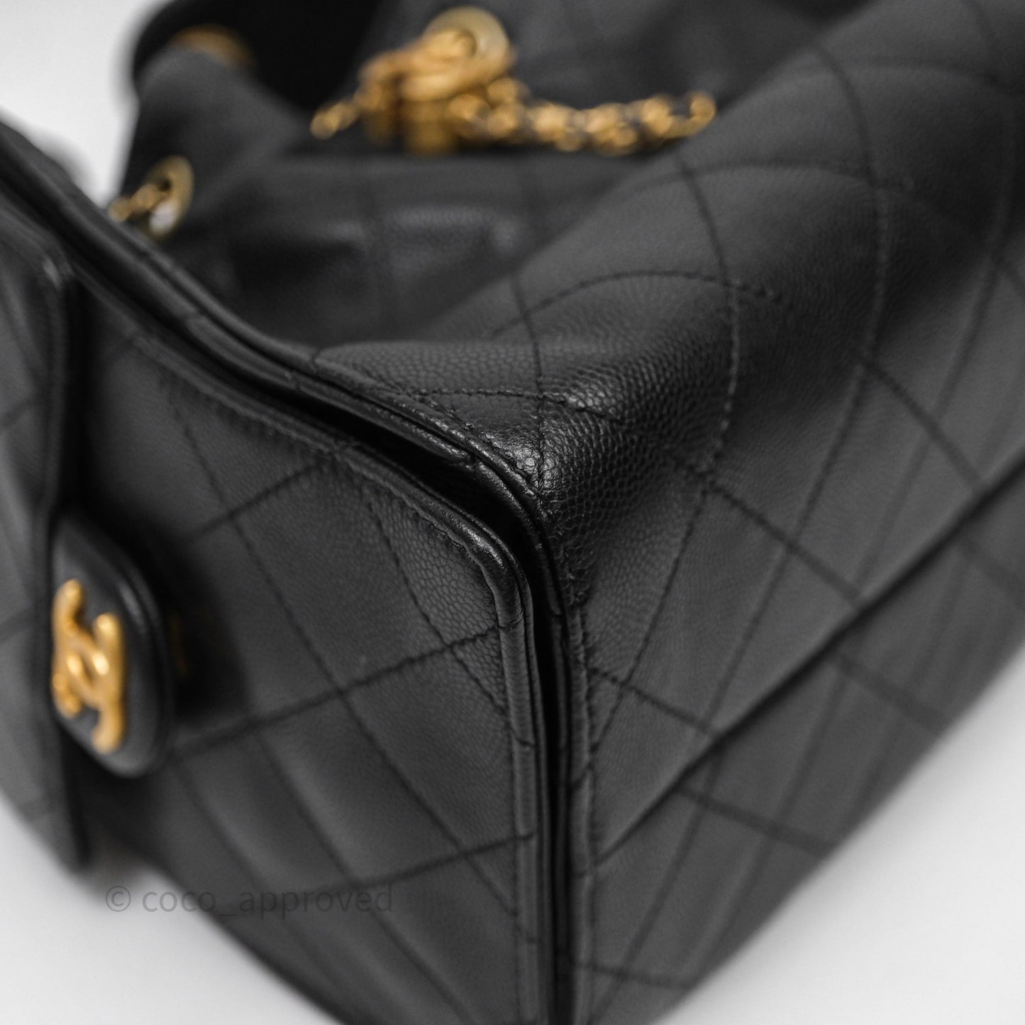 Chanel 25 Small Black Caviar Aged Gold Hardware