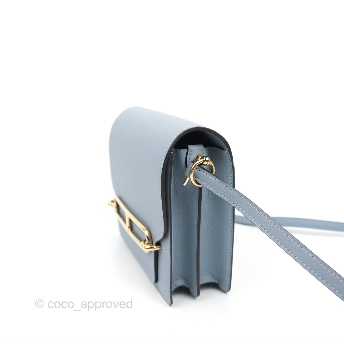 Hermès Roulis Mini 18 Bleu Lin Evercolour Gold Hardware