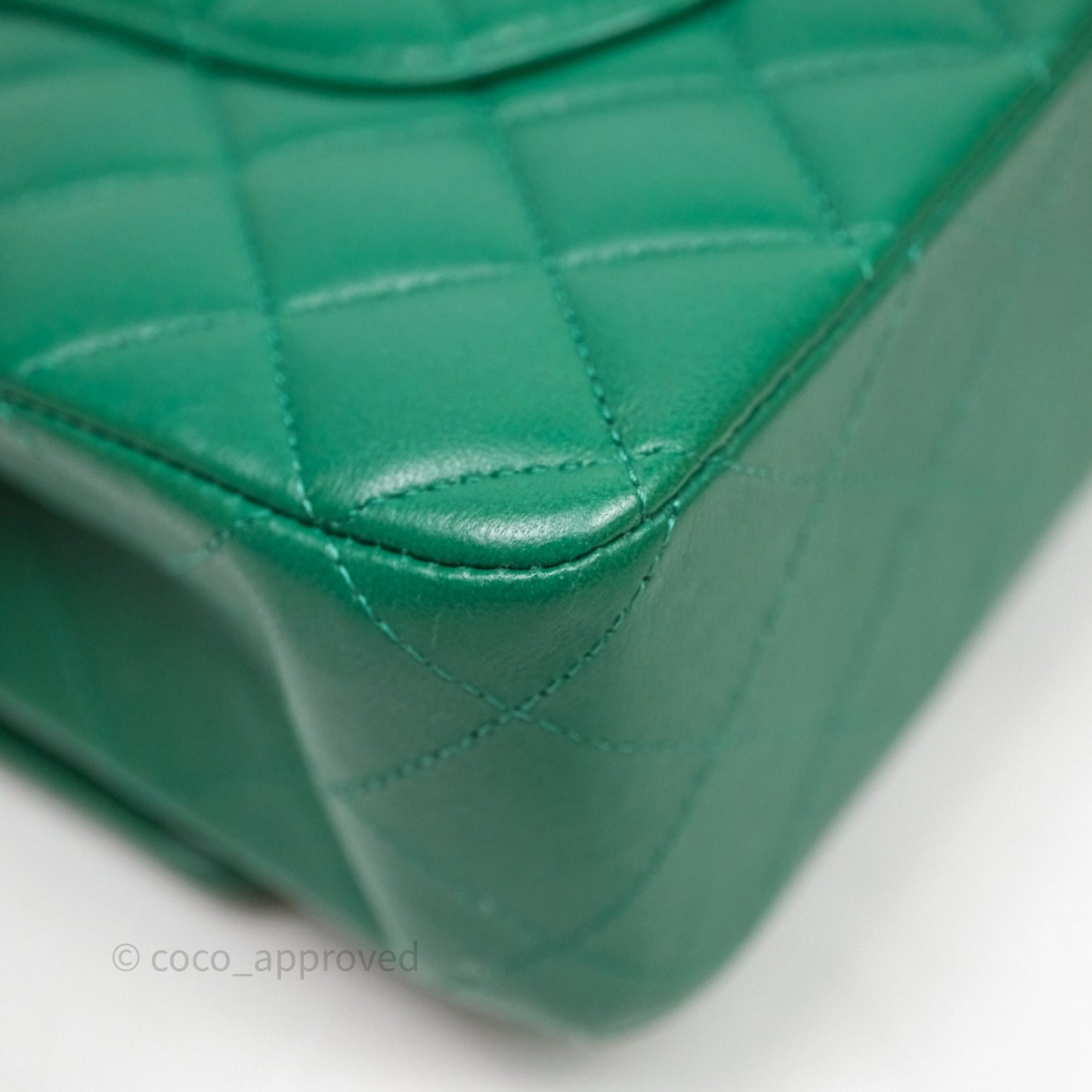 Chanel Classic M/L Medium Flap Quilted Green Lambskin Gold Hardware