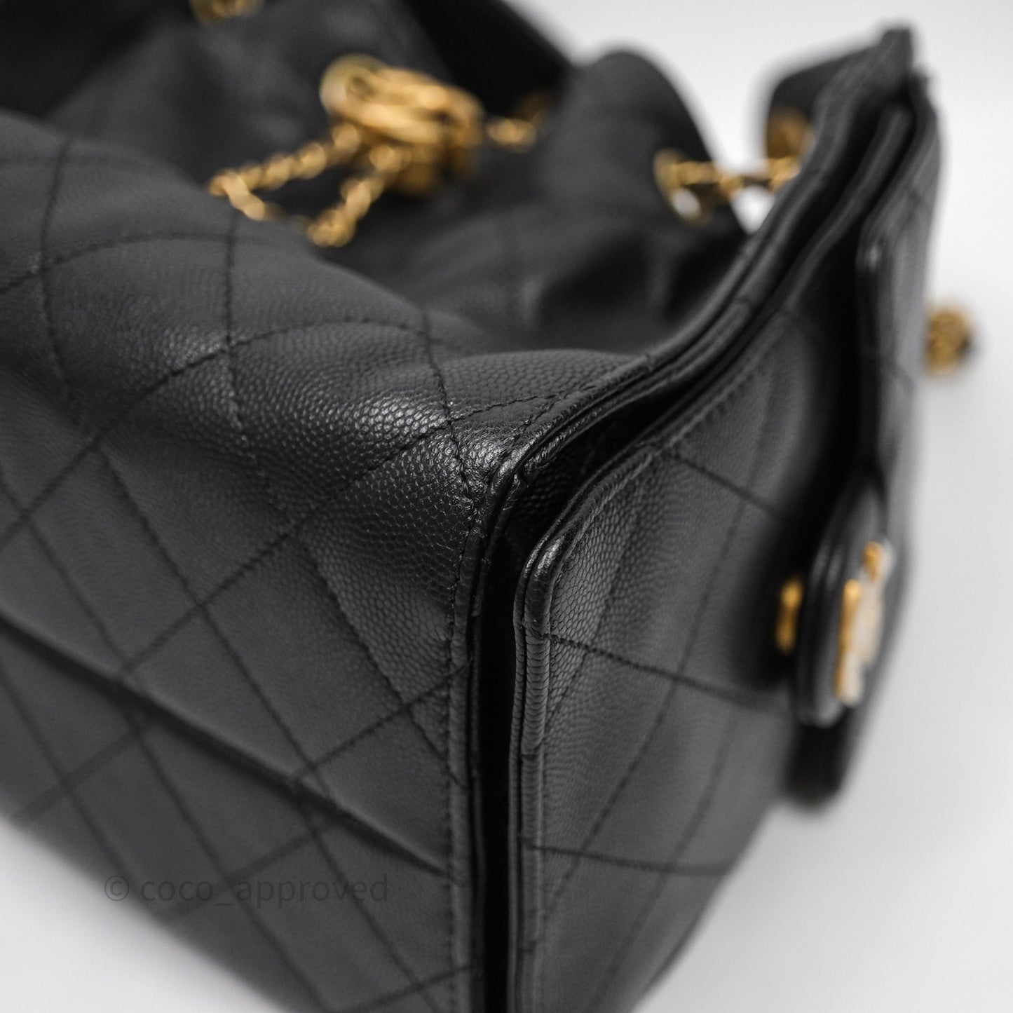 Chanel 25 Small Black Caviar Aged Gold Hardware