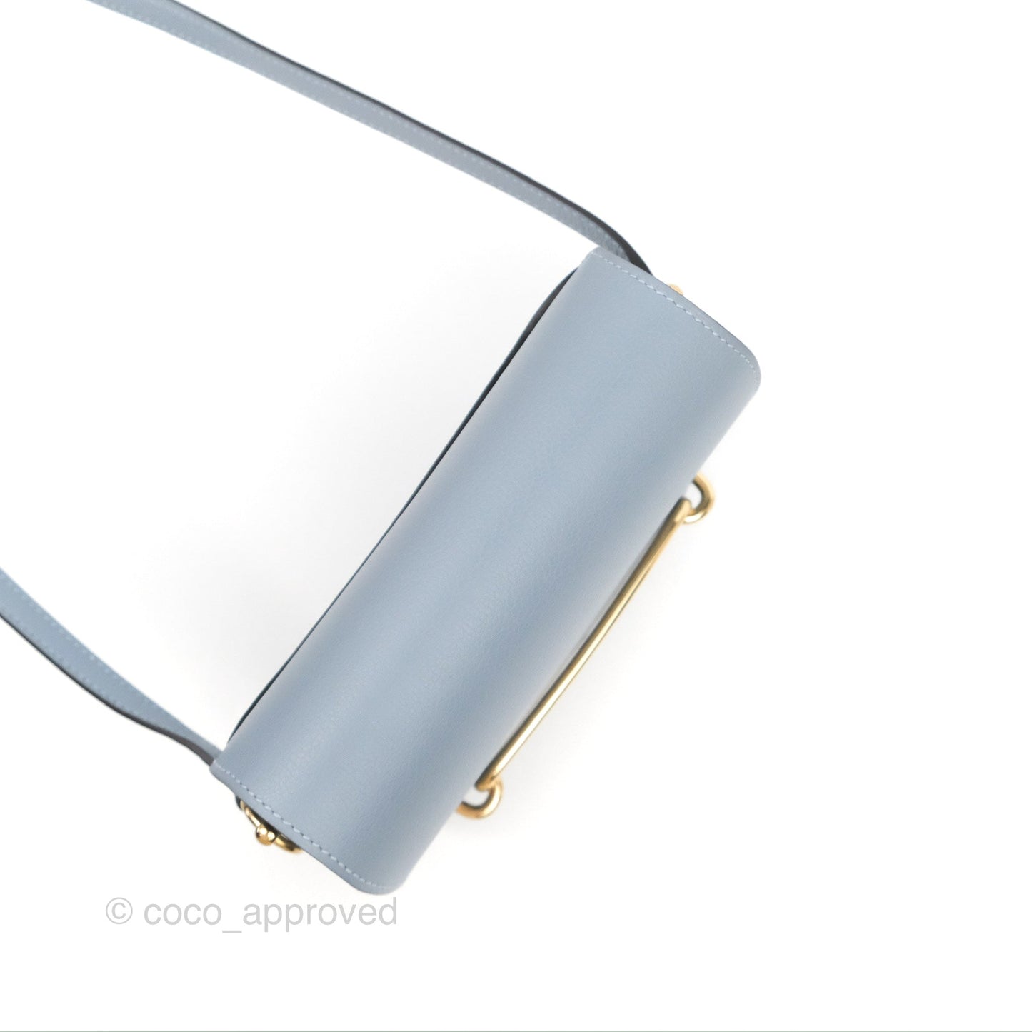Hermès Roulis Mini 18 Bleu Lin Evercolour Gold Hardware