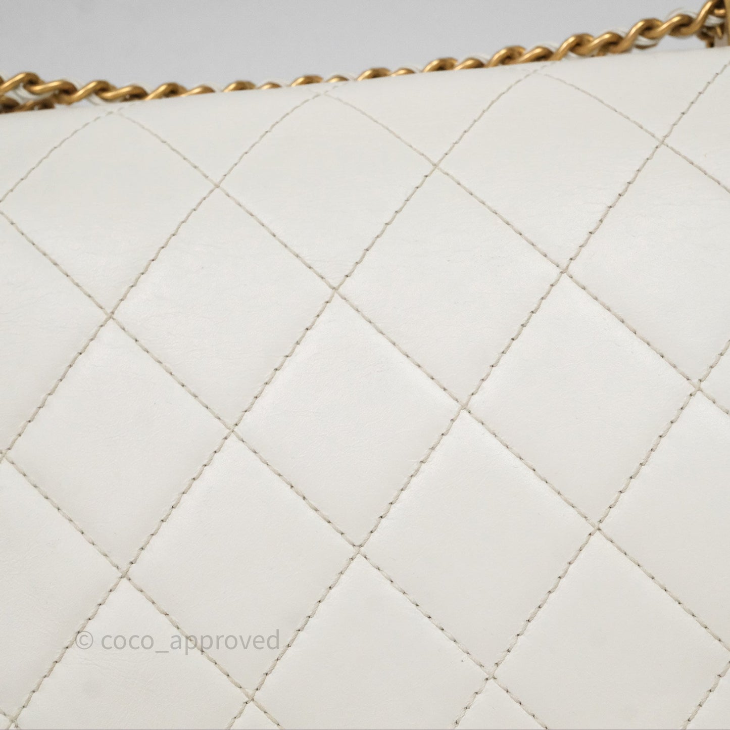Chanel Quilted Perfect Fit Adjustable White Calfskin Gold Hardware