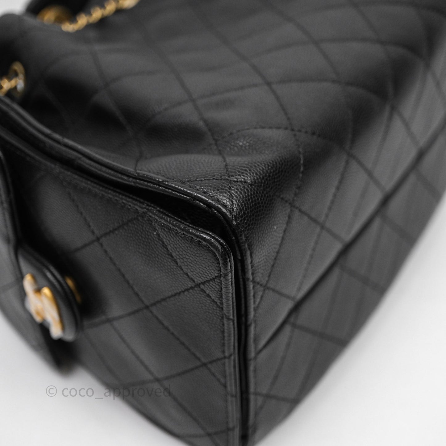 Chanel 25 Small Black Caviar Aged Gold Hardware