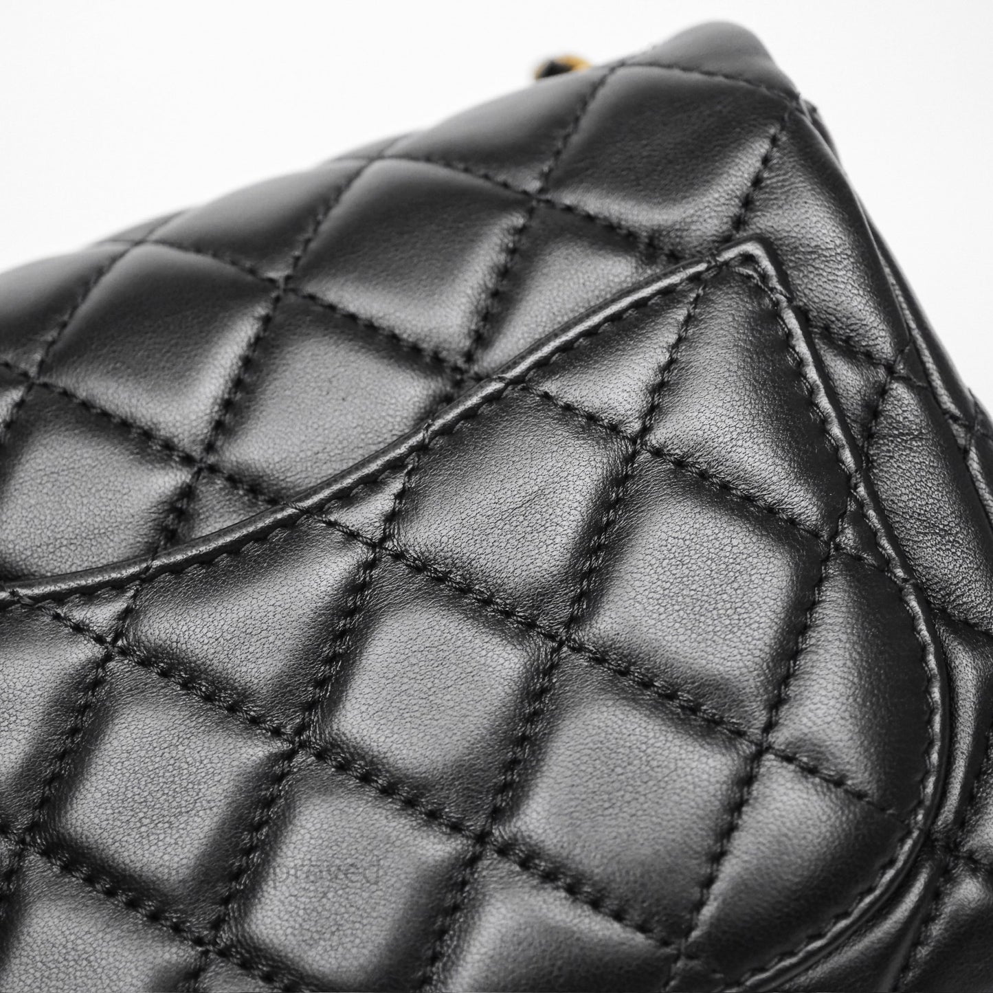 Chanel Pearl Crush Mini Square Quilted Black Lambskin Aged Gold Hardware