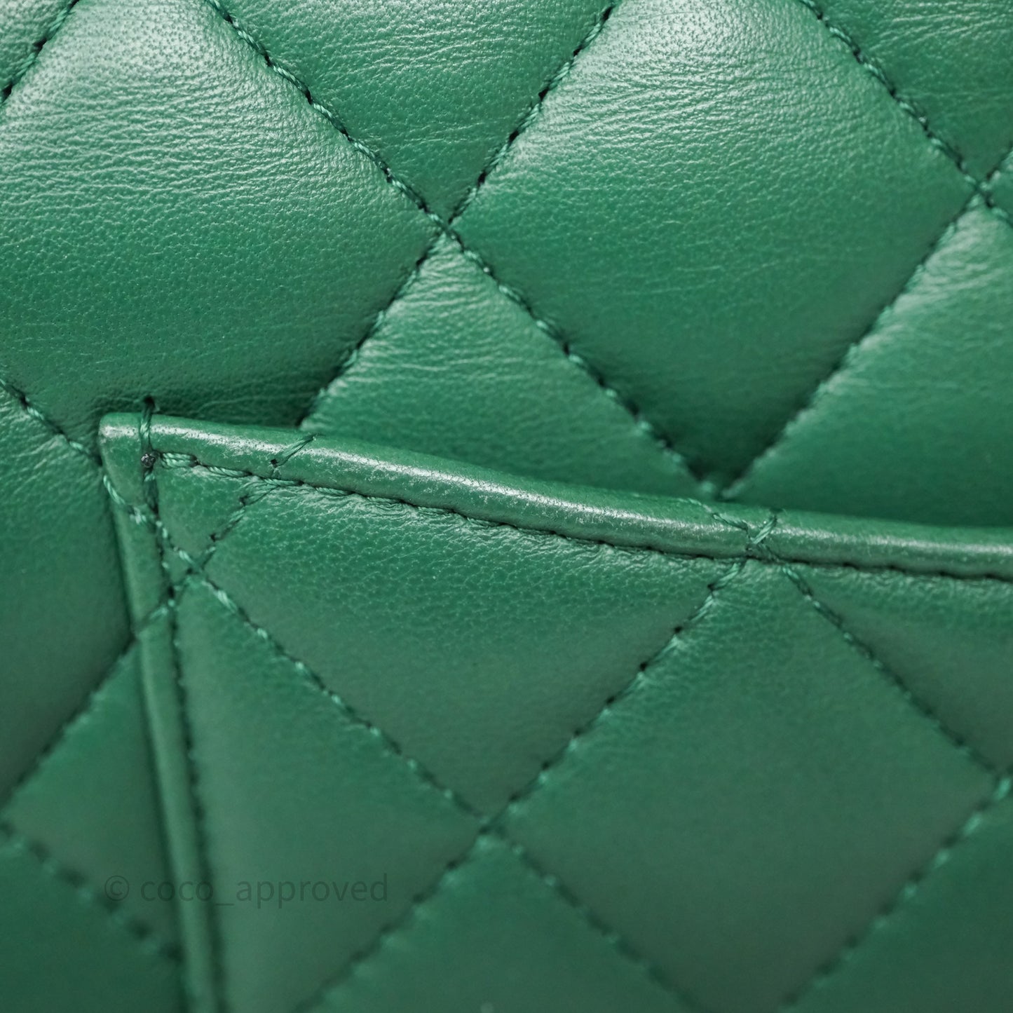 Chanel Quilted Mini Rectangular Green Lambskin Silver Hardware