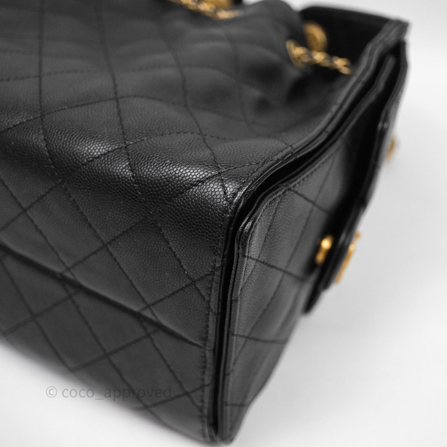 Chanel 25 Small Black Caviar Aged Gold Hardware