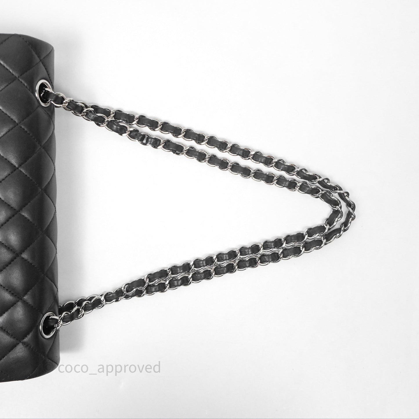 Chanel Classic M/L Medium Flap Quilted Black Lambskin Silver Hardware