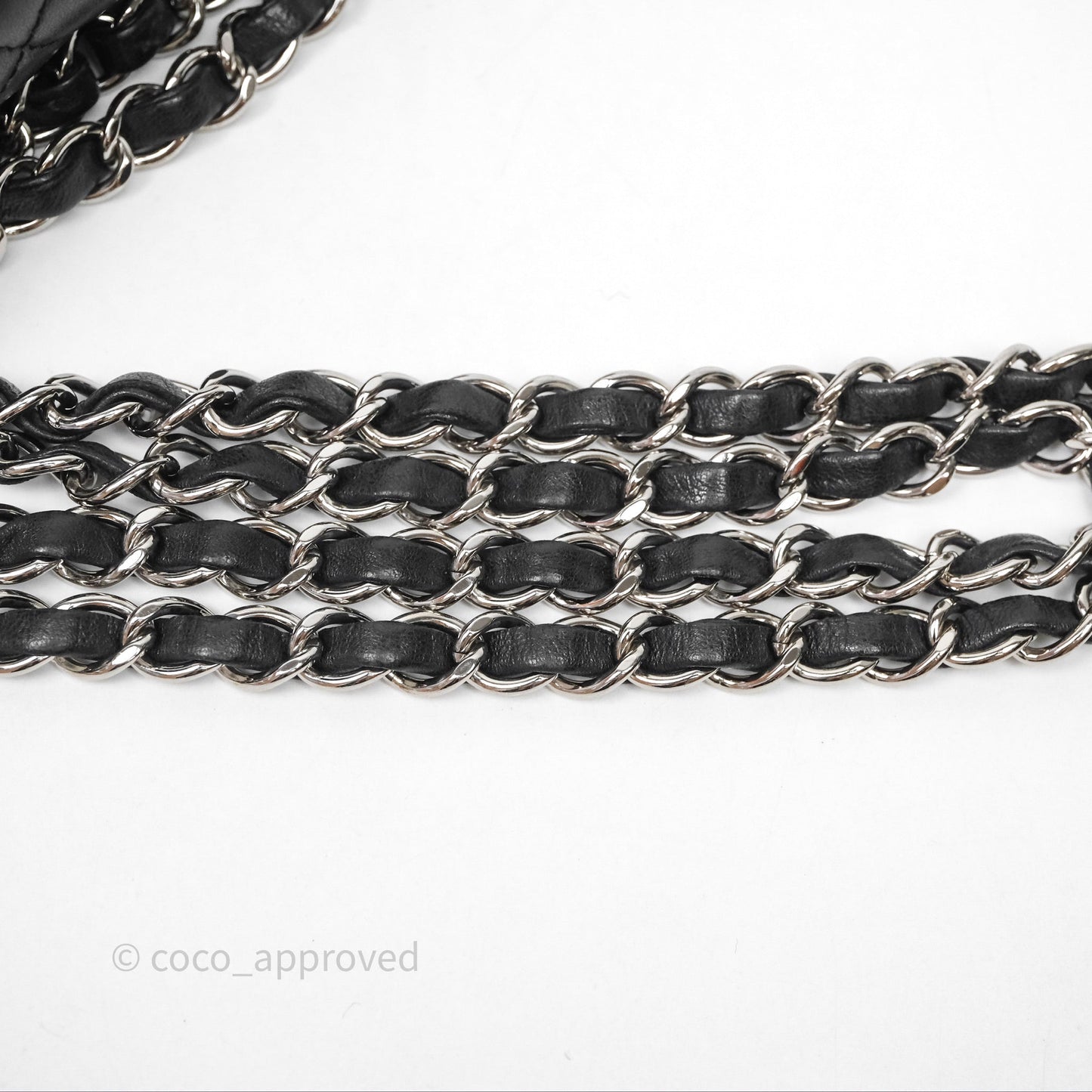 Chanel Classic M/L Medium Flap Quilted Black Lambskin Silver Hardware