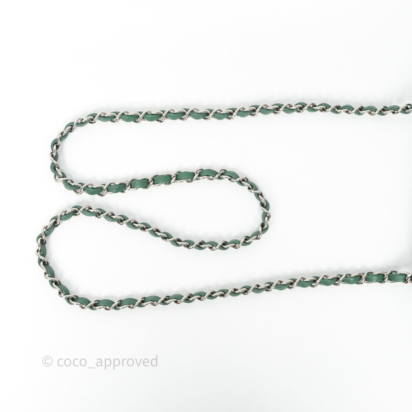 Chanel Quilted Mini Rectangular Green Lambskin Silver Hardware