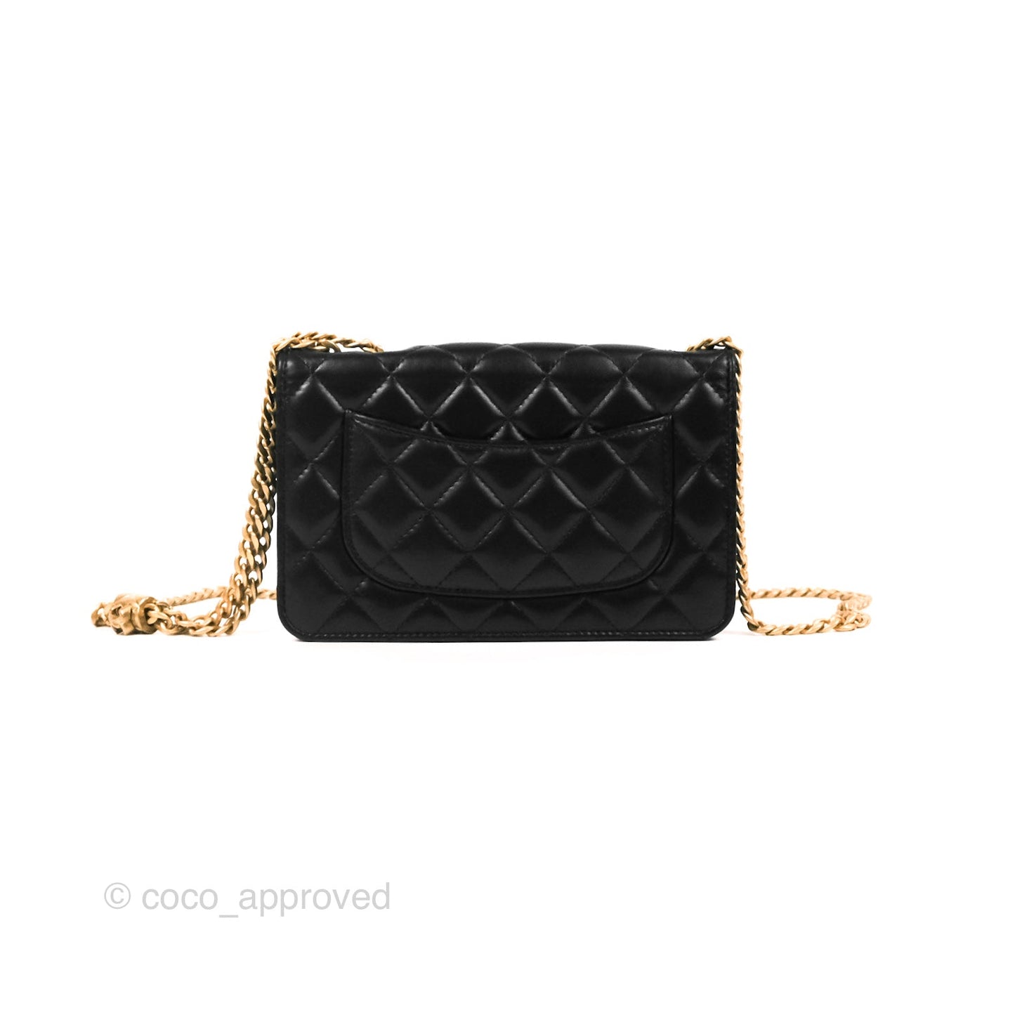 Chanel Quilted Wallet on Chain WOC Adjustable Chain Black Lambskin 22K
