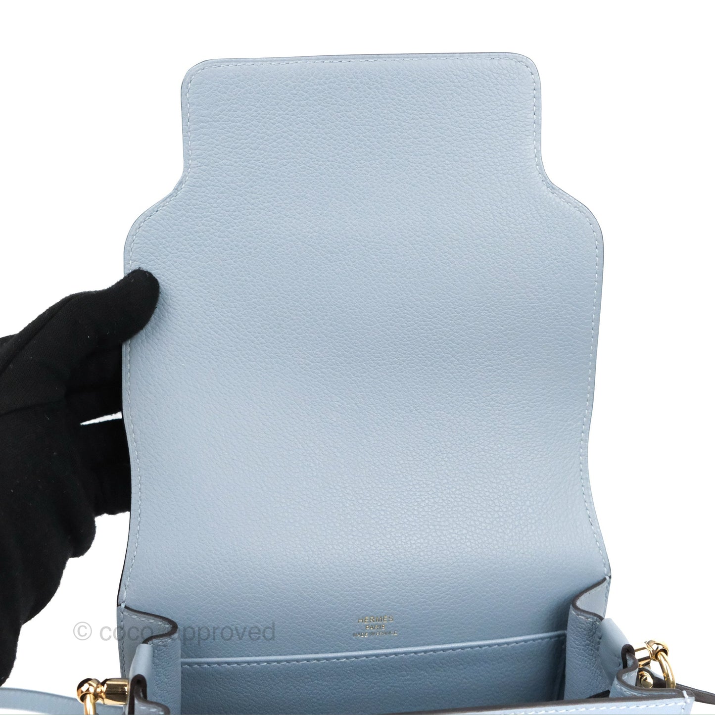 Hermès Roulis Mini 18 Bleu Lin Evercolour Gold Hardware