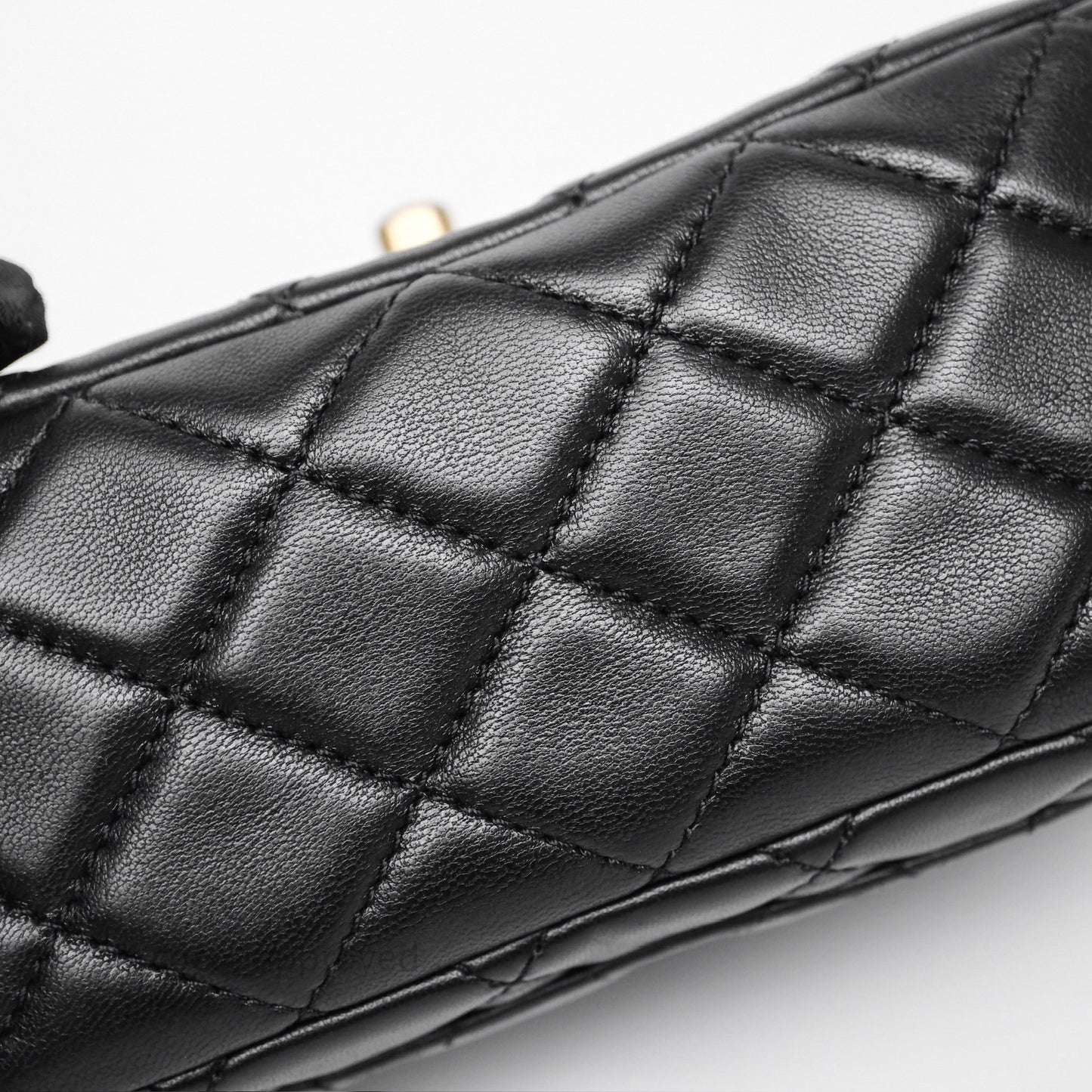 Chanel Pearl Crush Mini Square Quilted Black Lambskin Aged Gold Hardware
