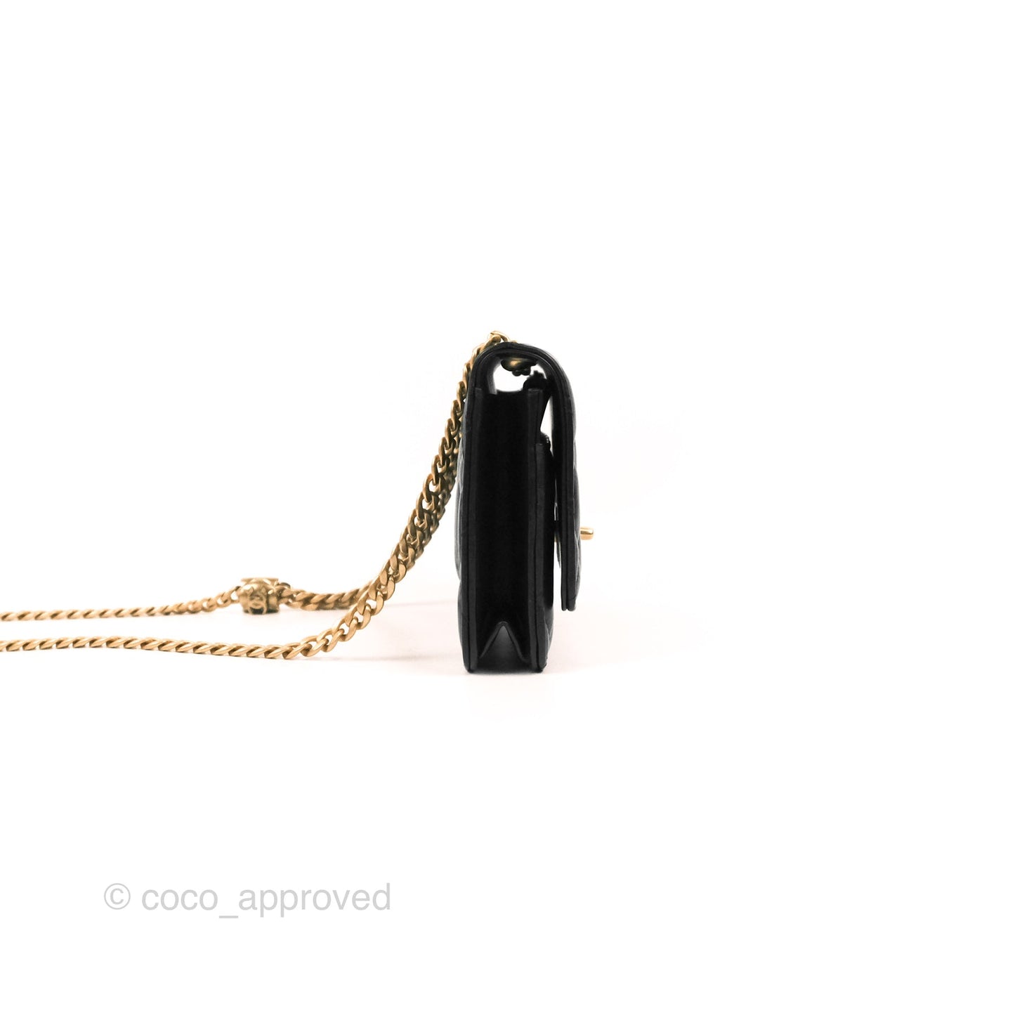 Chanel Quilted Wallet on Chain WOC Adjustable Chain Black Lambskin 22K