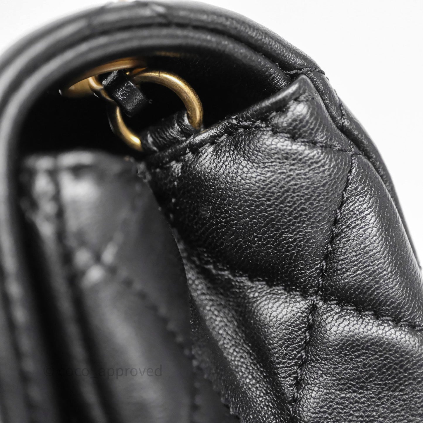 Chanel Pearl Crush Mini Square Quilted Black Lambskin Aged Gold Hardware