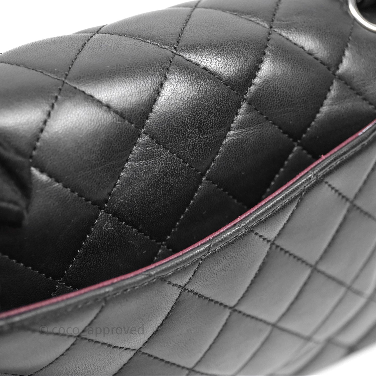 Chanel Classic M/L Medium Flap Quilted Black Lambskin Silver Hardware