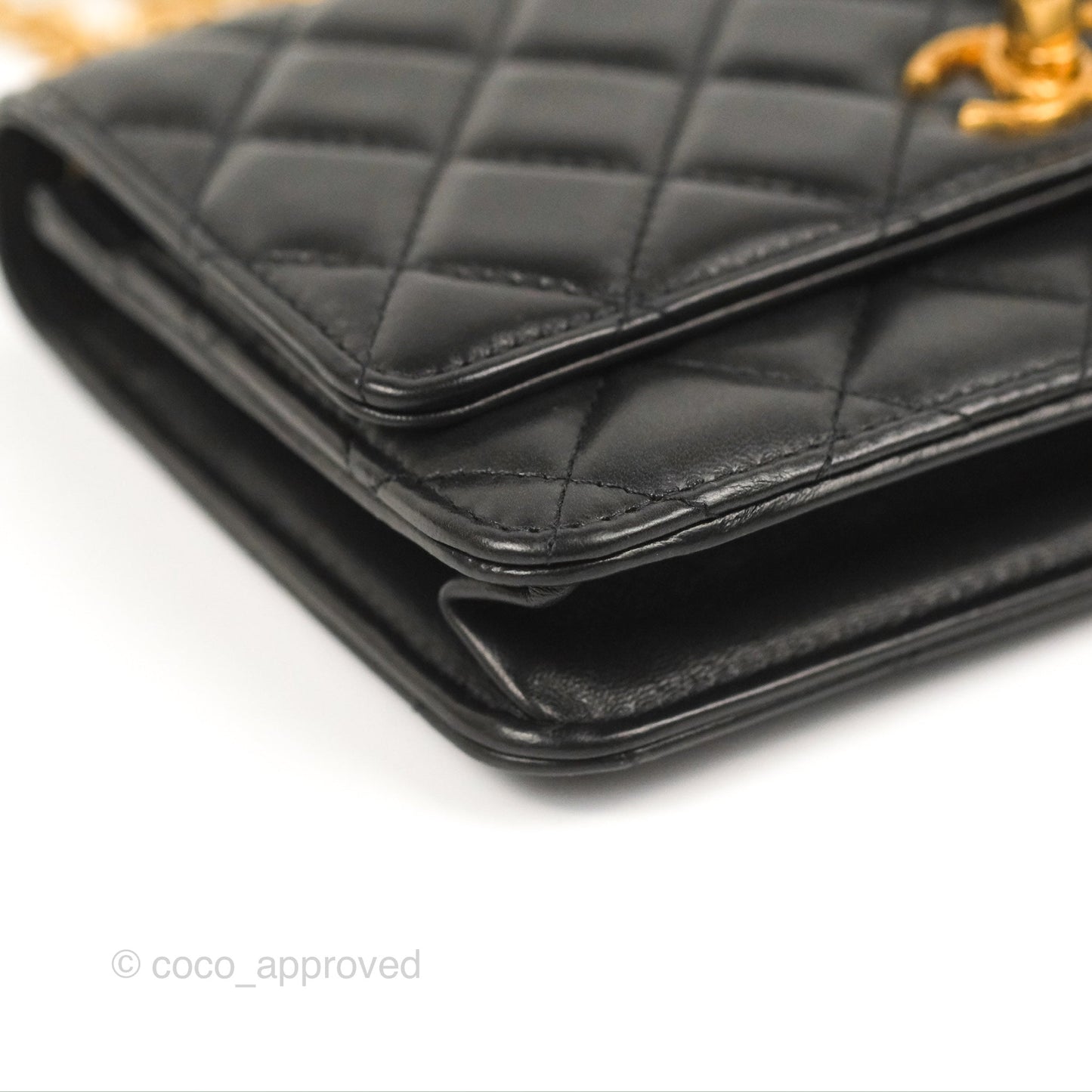 Chanel Quilted Wallet on Chain WOC Adjustable Chain Black Lambskin 22K
