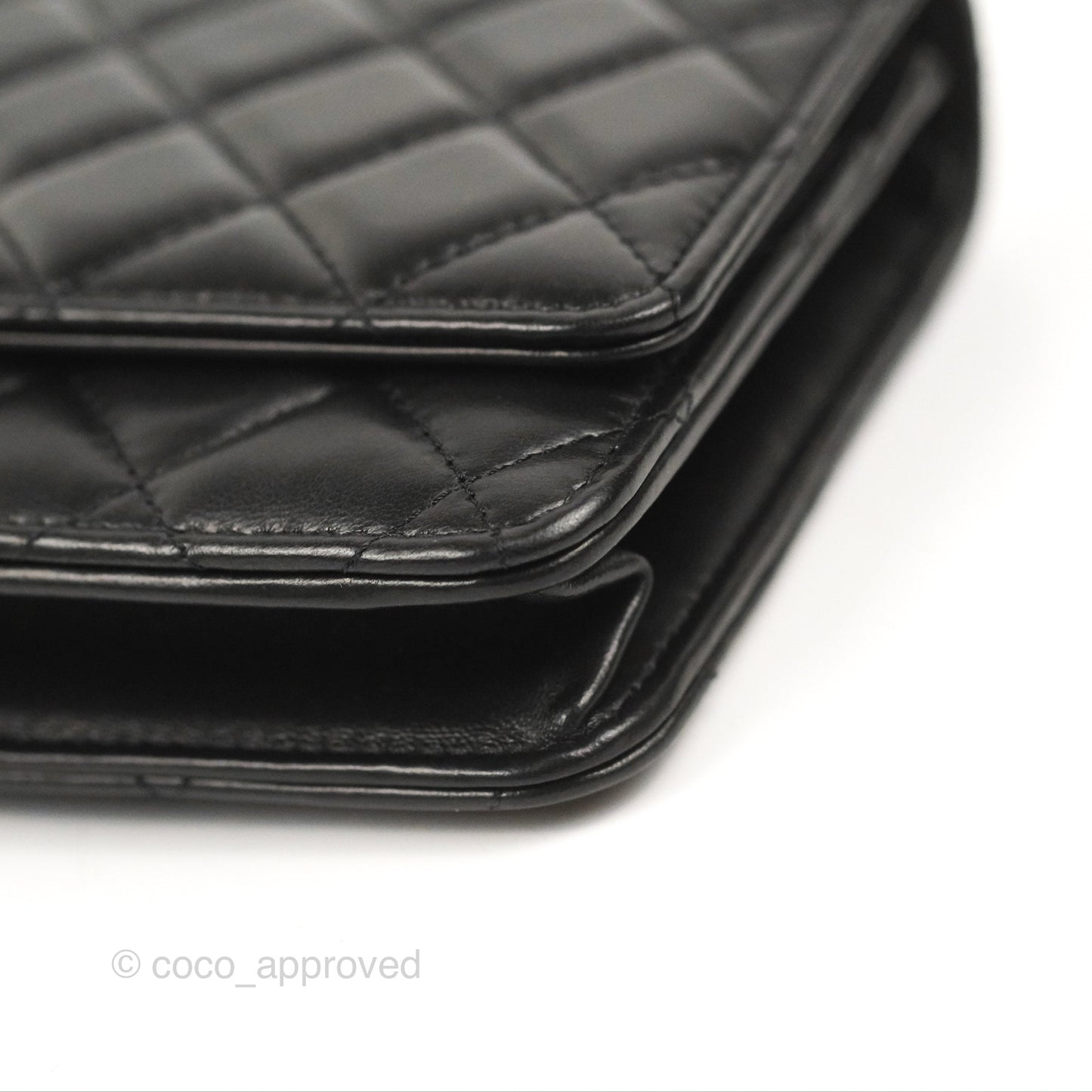 Chanel Quilted Wallet on Chain WOC Adjustable Chain Black Lambskin 22K