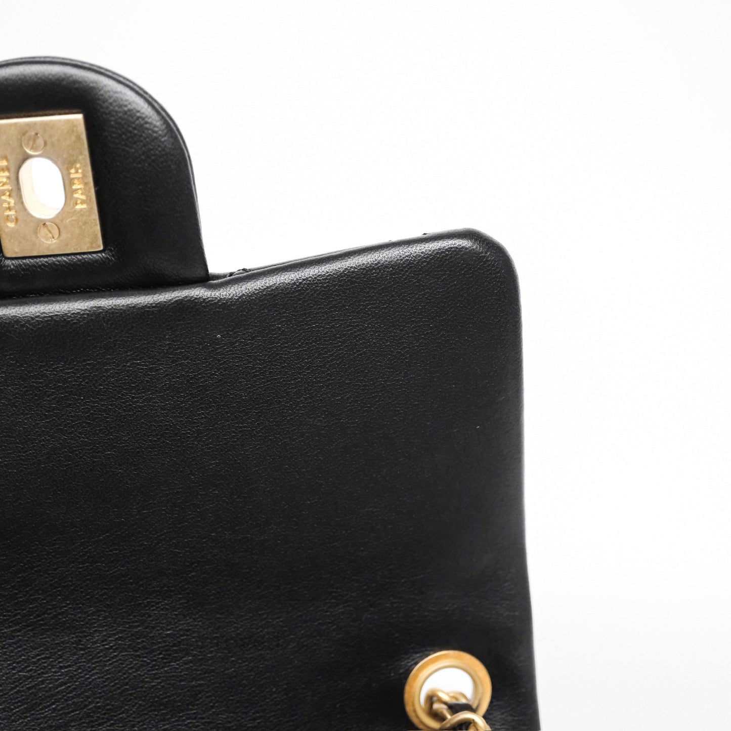 Chanel Pearl Crush Mini Square Quilted Black Lambskin Aged Gold Hardware