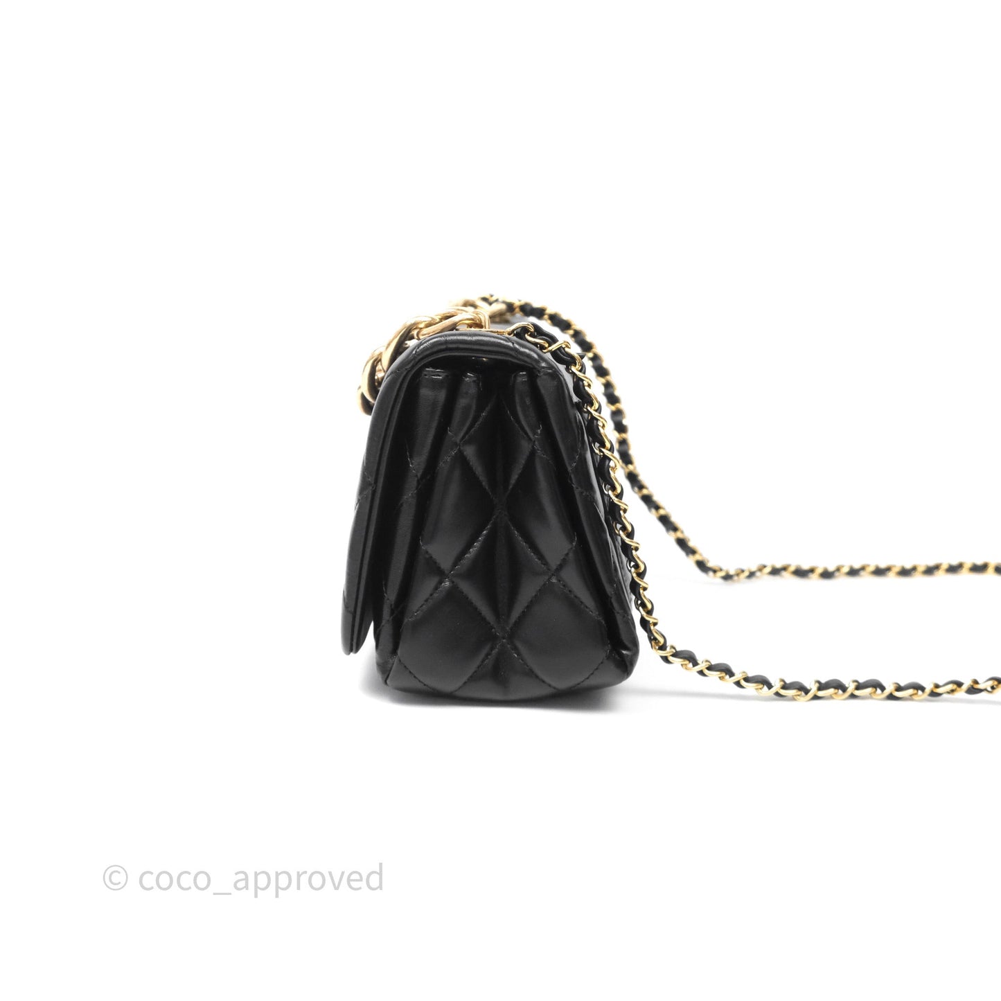 Chanel Quilted Color Match Flap Black Lambskin Gold Hardware
