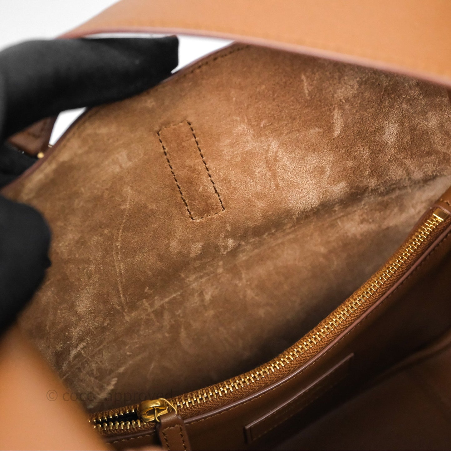 Saint Laurent LE 5 à 7 Supple Small Brown Grained Leather Gold Hardware