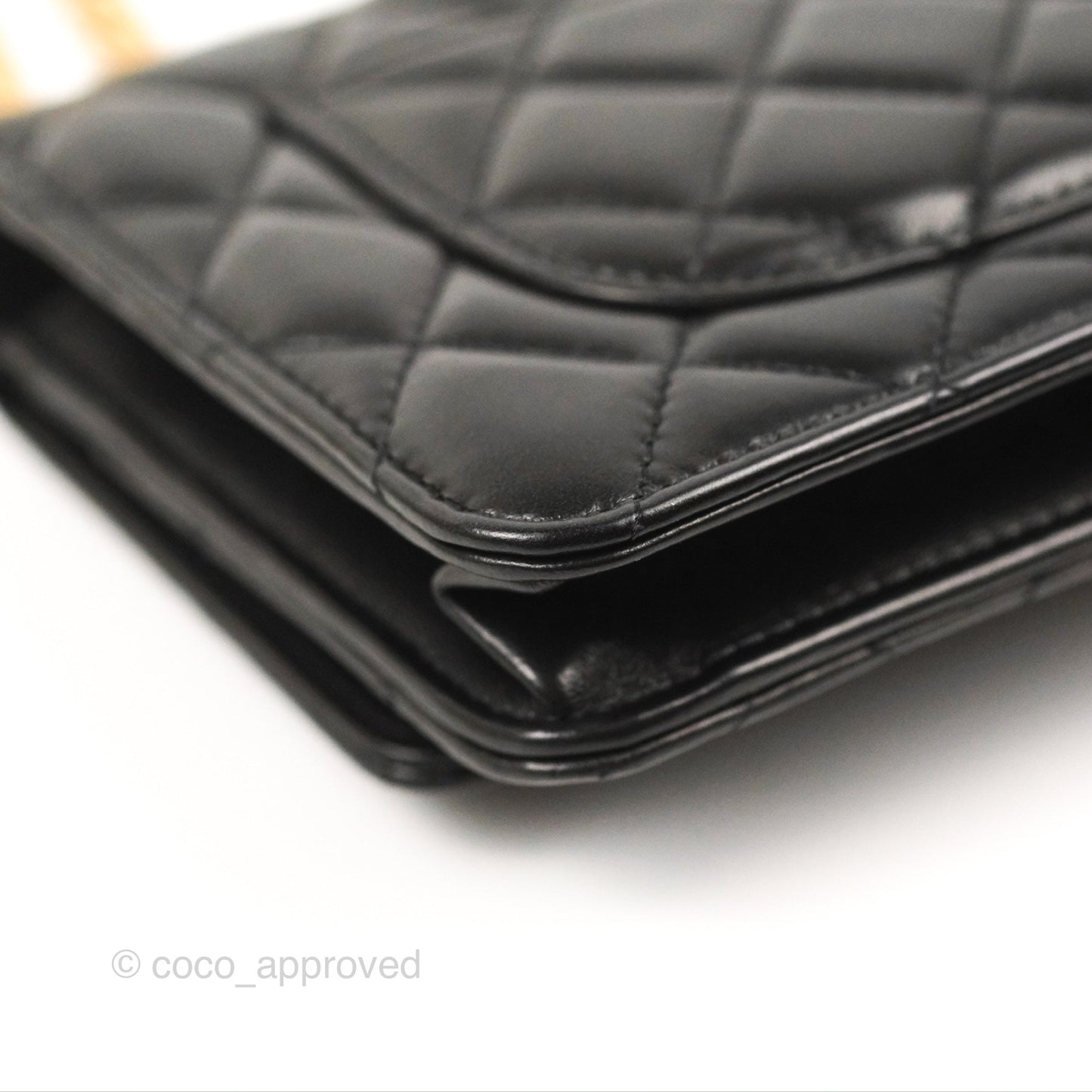 Chanel Quilted Wallet on Chain WOC Adjustable Chain Black Lambskin 22K