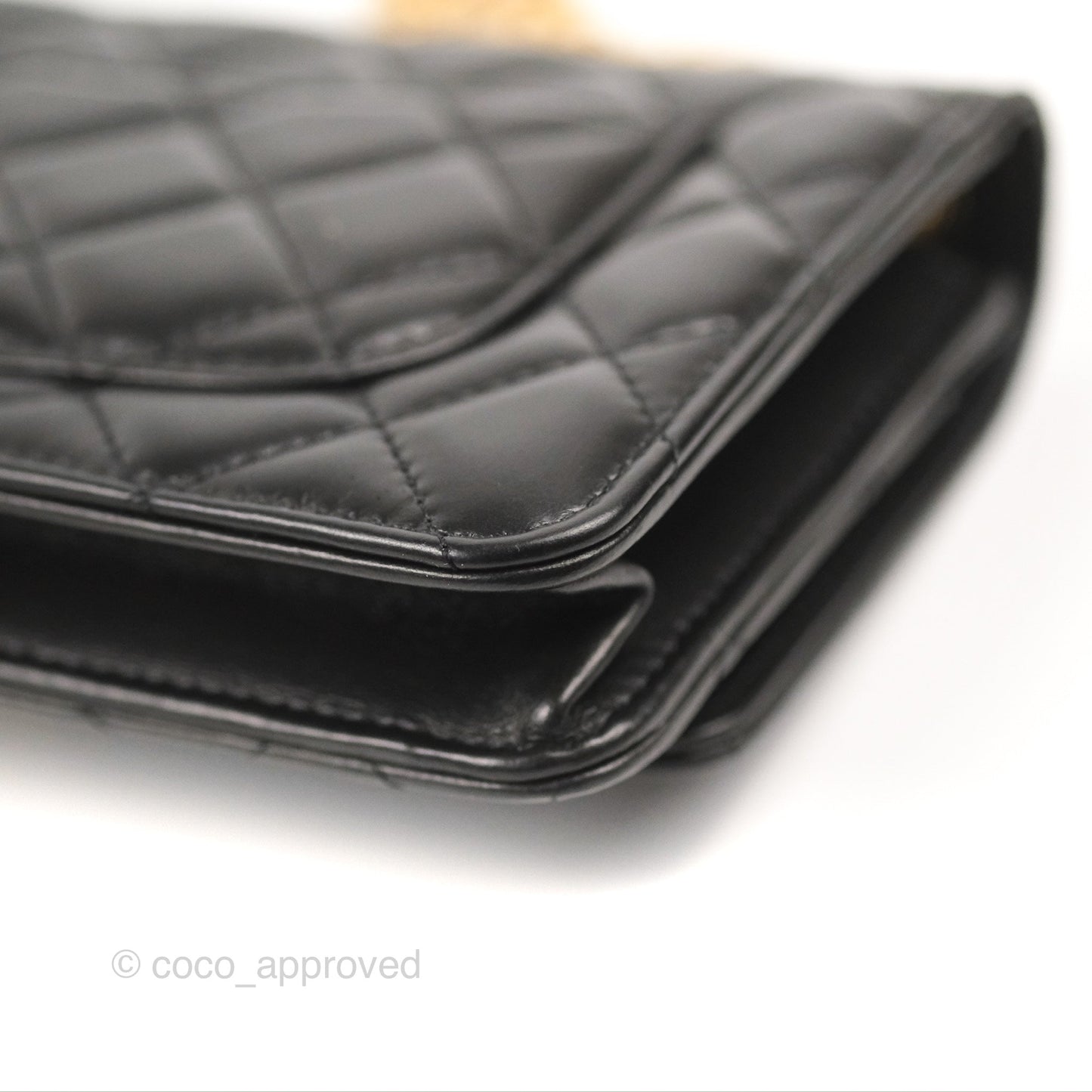 Chanel Quilted Wallet on Chain WOC Adjustable Chain Black Lambskin 22K