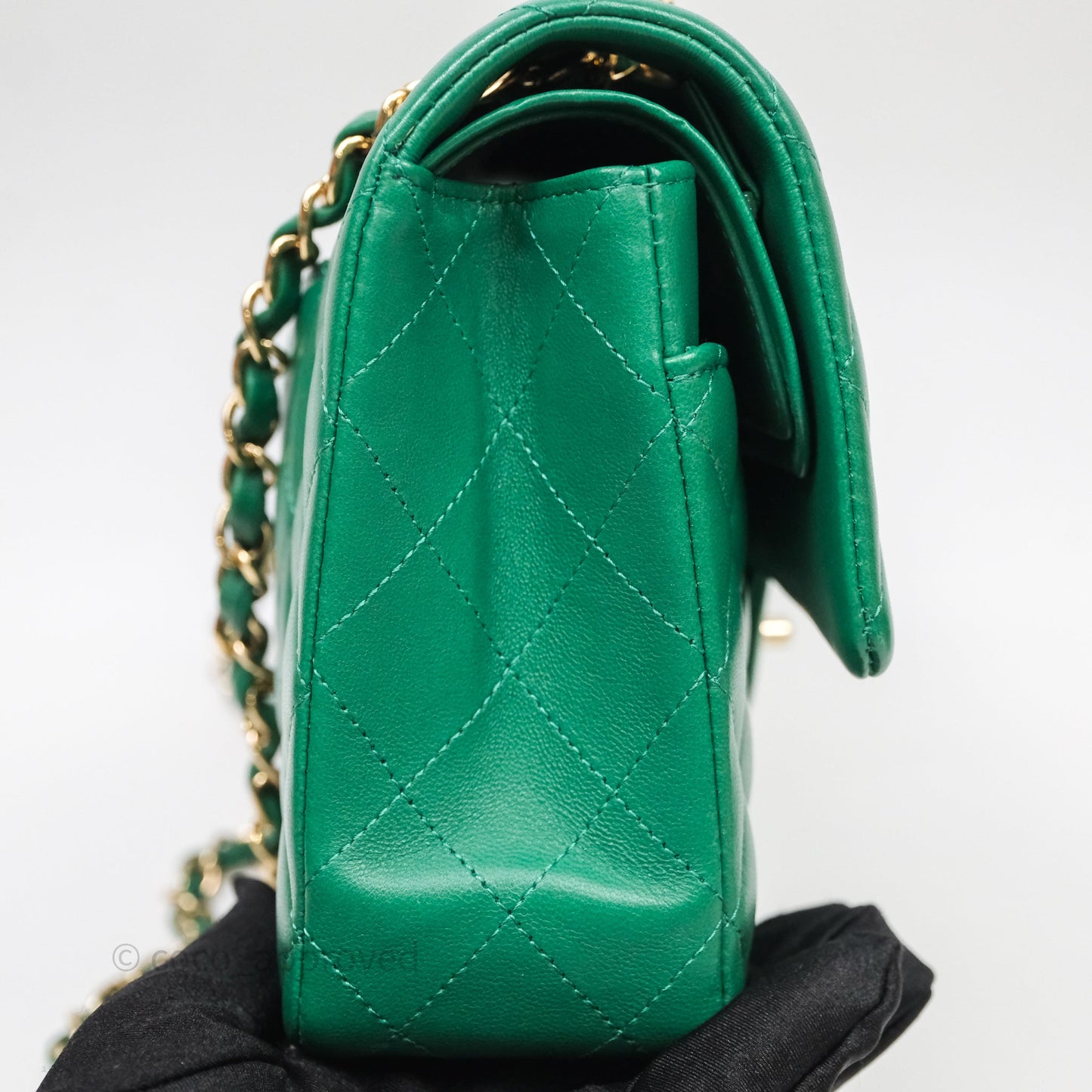 Chanel Classic M/L Medium Flap Quilted Green Lambskin Gold Hardware