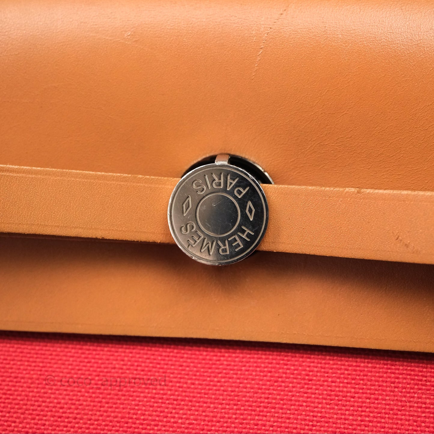 Hermès Herbag Zip 39 Red/Natural Canvas Palladium Hardware