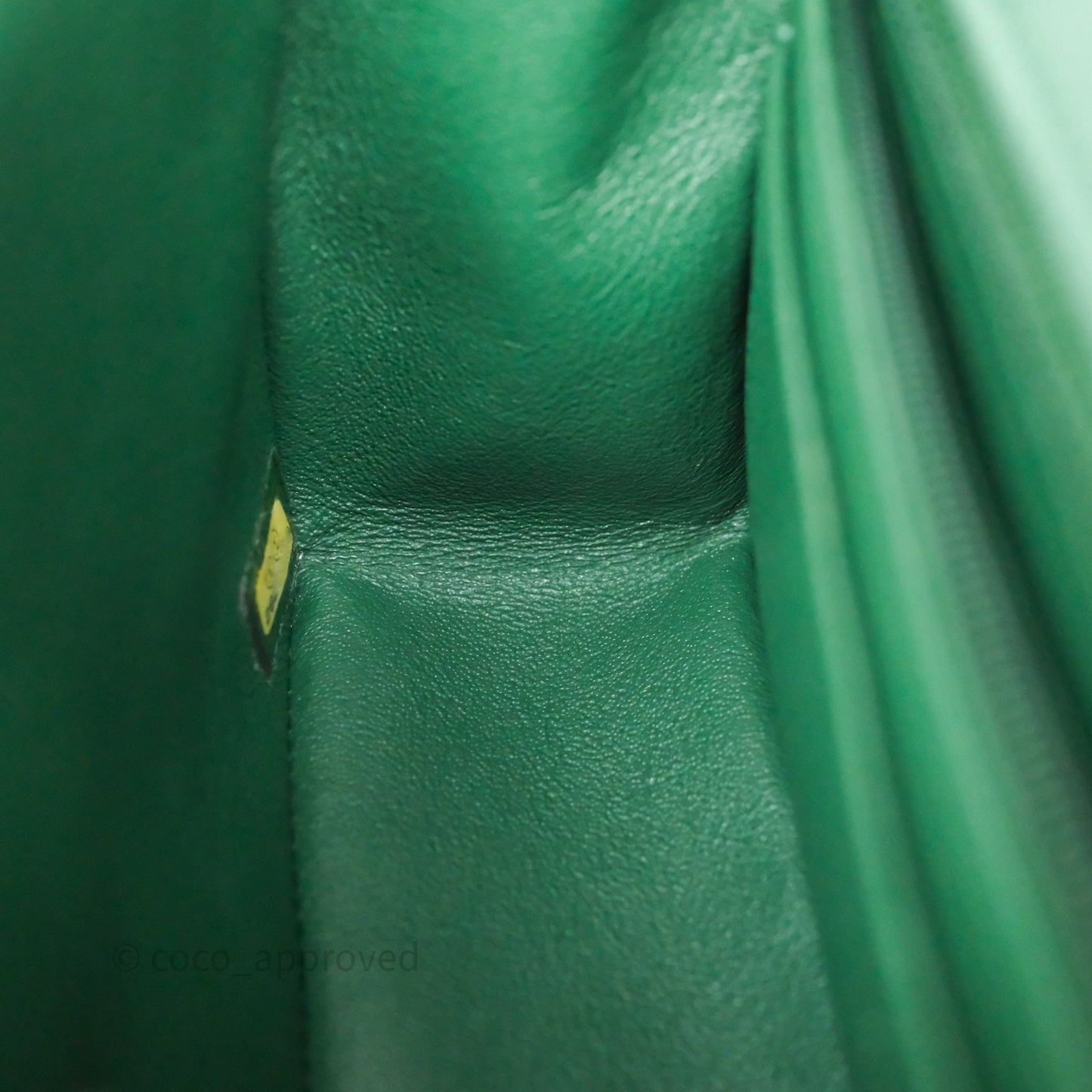 Chanel Quilted Mini Rectangular Green Lambskin Silver Hardware