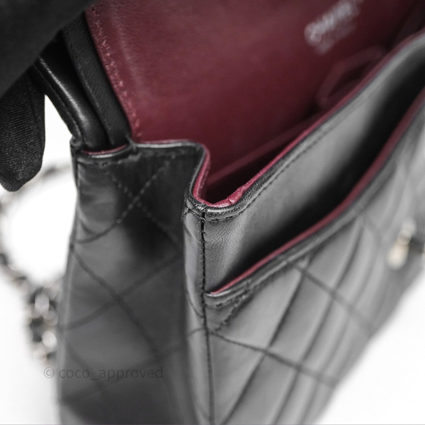 Chanel Classic M/L Medium Flap Quilted Black Lambskin Silver Hardware