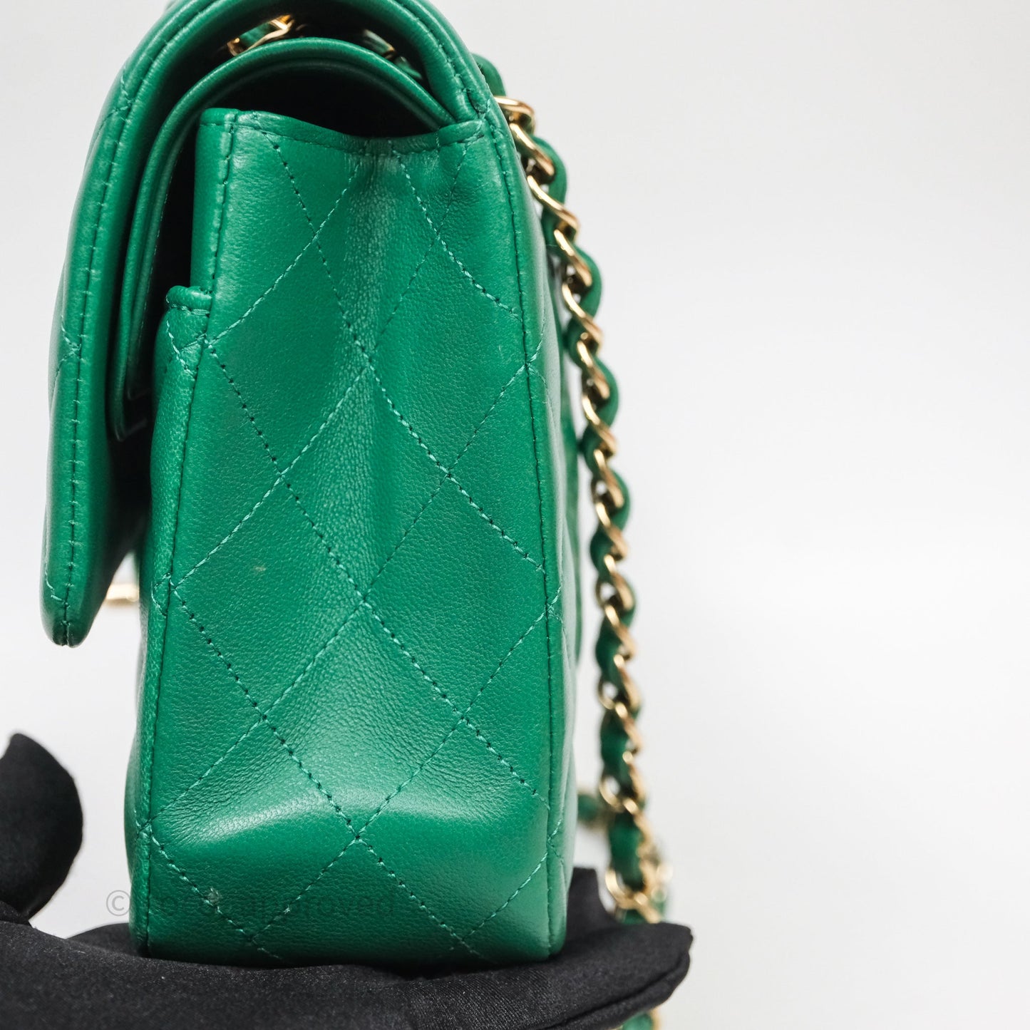 Chanel Classic M/L Medium Flap Quilted Green Lambskin Gold Hardware