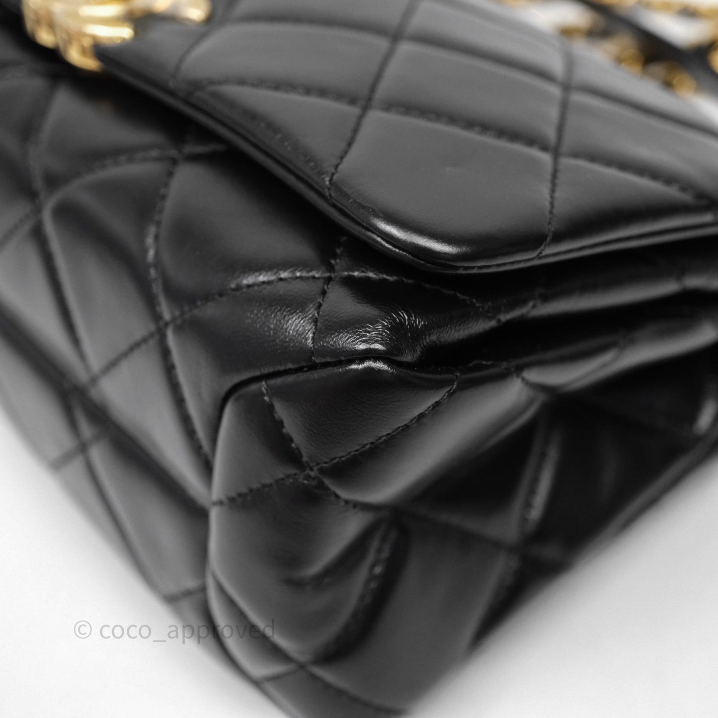 Chanel Quilted Color Match Flap Black Lambskin Gold Hardware