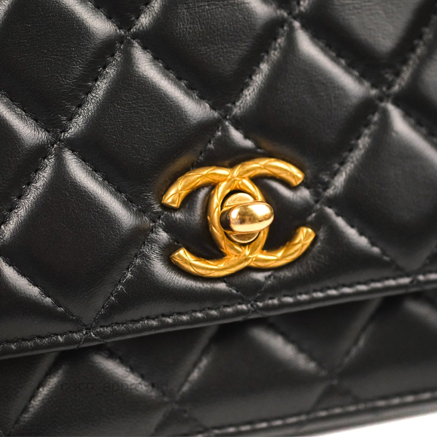 Chanel Quilted Wallet on Chain WOC Adjustable Chain Black Lambskin 22K