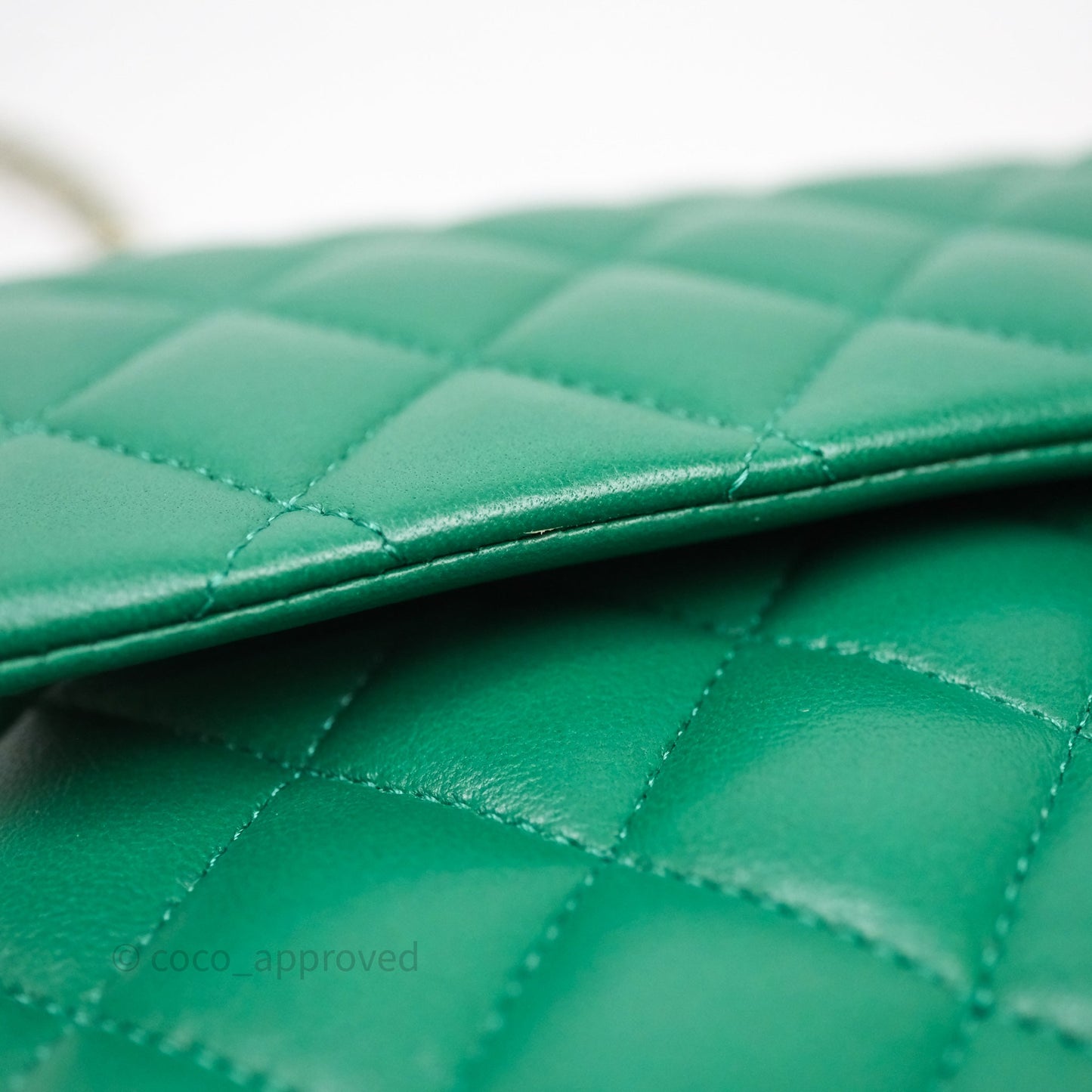 Chanel Classic M/L Medium Flap Quilted Green Lambskin Gold Hardware
