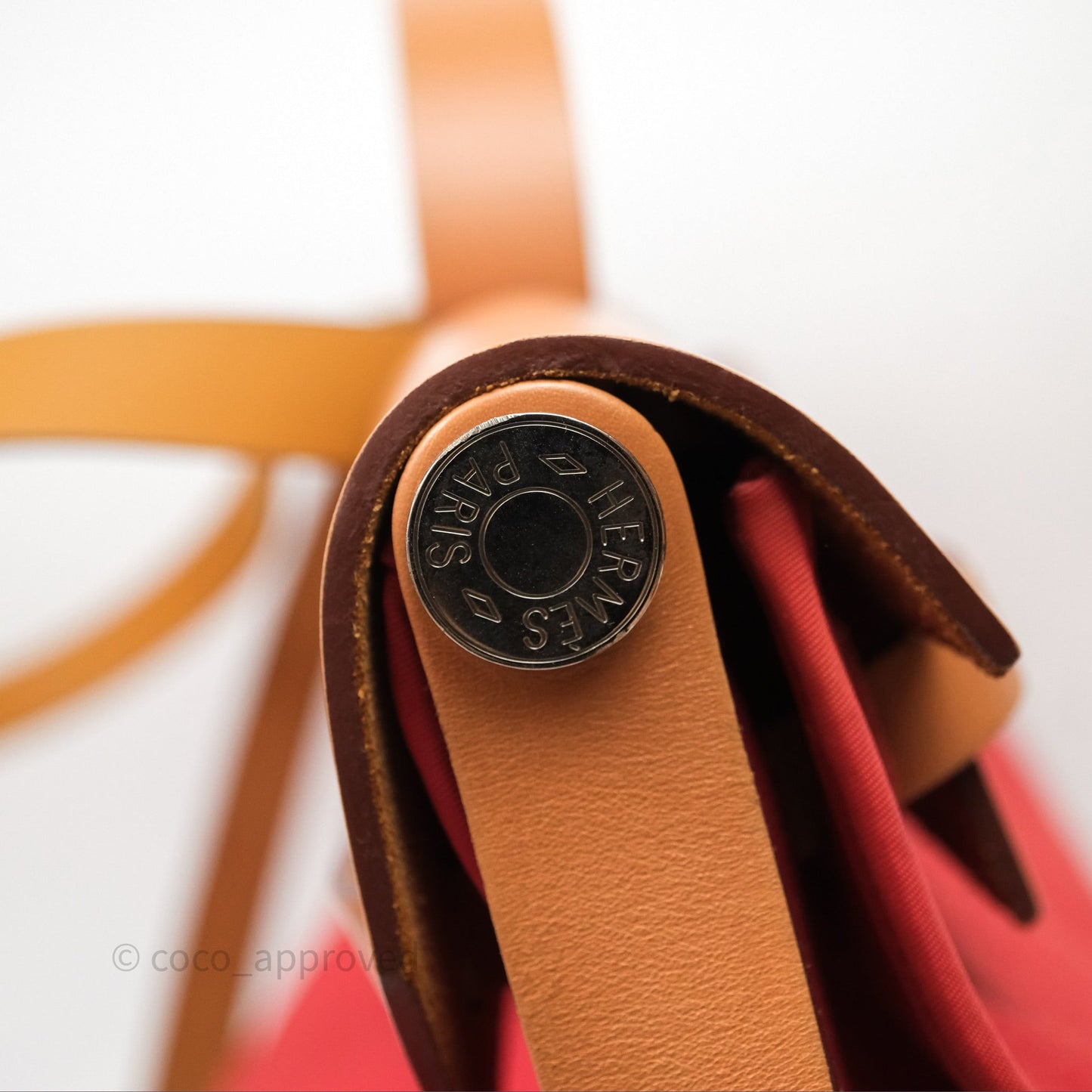 Hermès Herbag Zip 39 Red/Natural Canvas Palladium Hardware