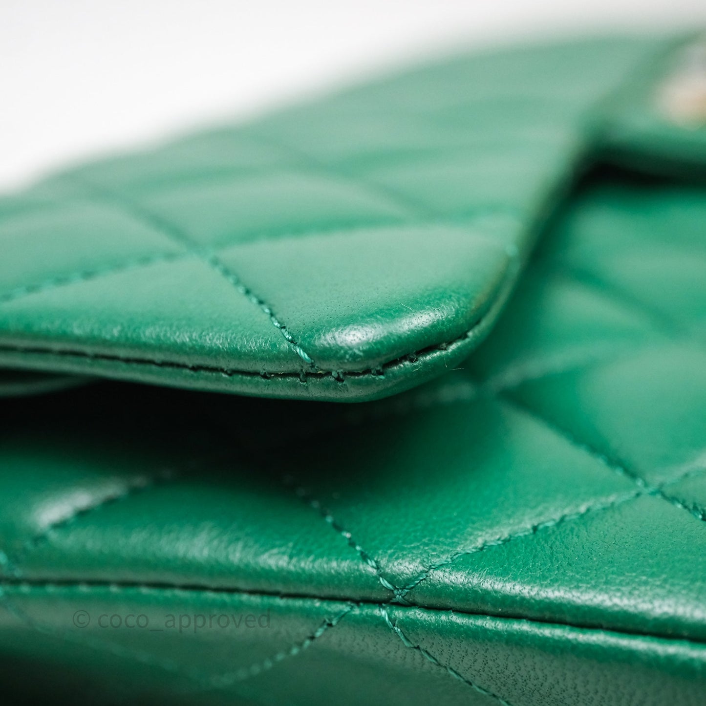 Chanel Classic M/L Medium Flap Quilted Green Lambskin Gold Hardware