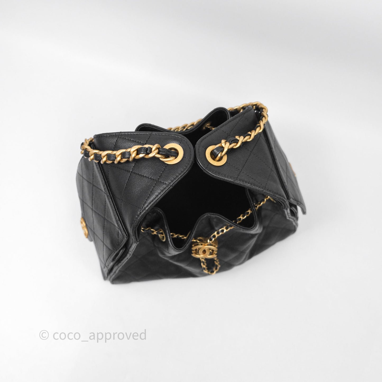 Chanel 25 Small Black Caviar Aged Gold Hardware