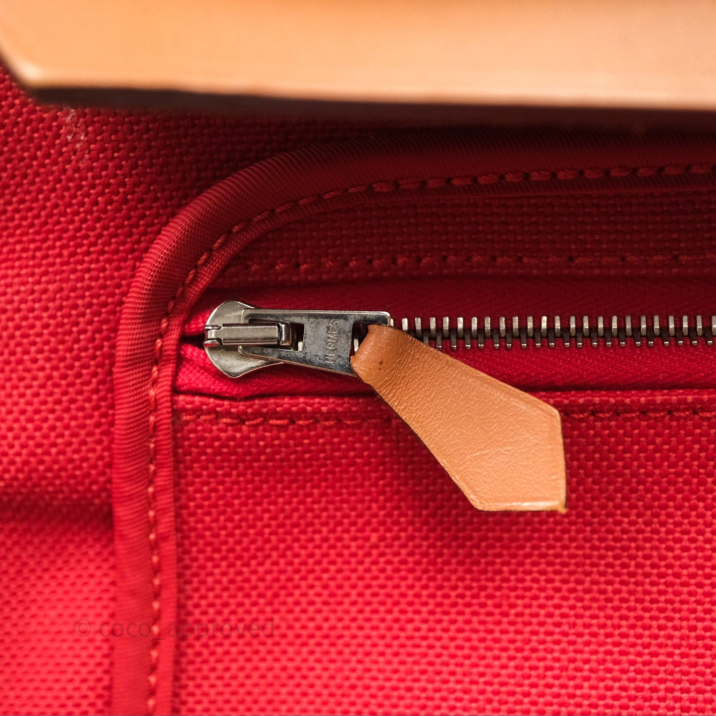 Hermès Herbag Zip 39 Red/Natural Canvas Palladium Hardware