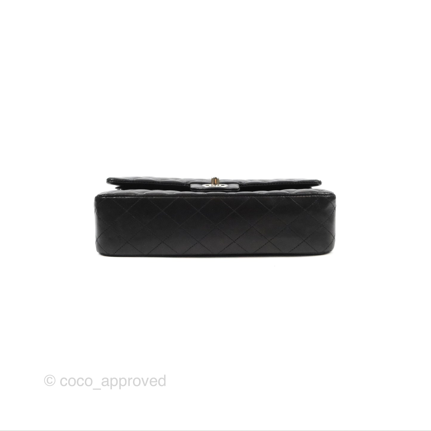 Chanel Classic M/L Medium Flap Quilted Black Lambskin Silver Hardware