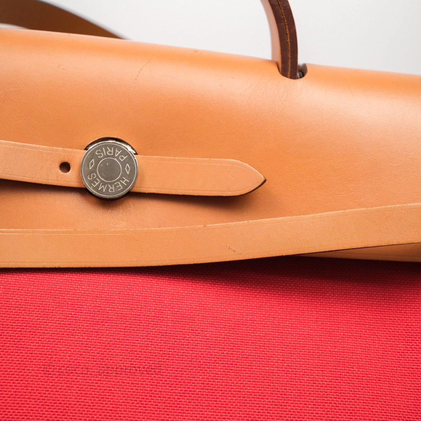 Hermès Herbag Zip 39 Red/Natural Canvas Palladium Hardware