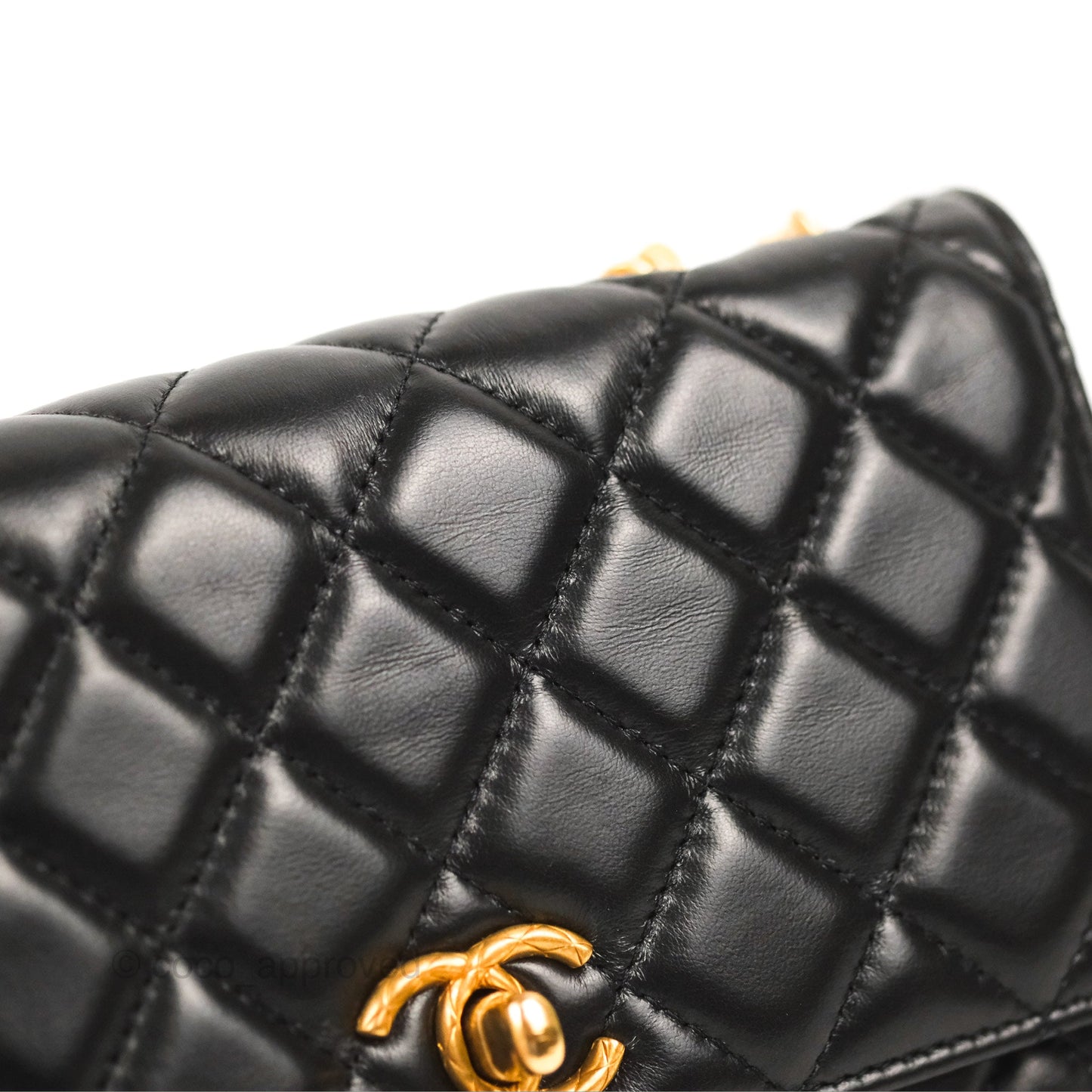 Chanel Quilted Wallet on Chain WOC Adjustable Chain Black Lambskin 22K