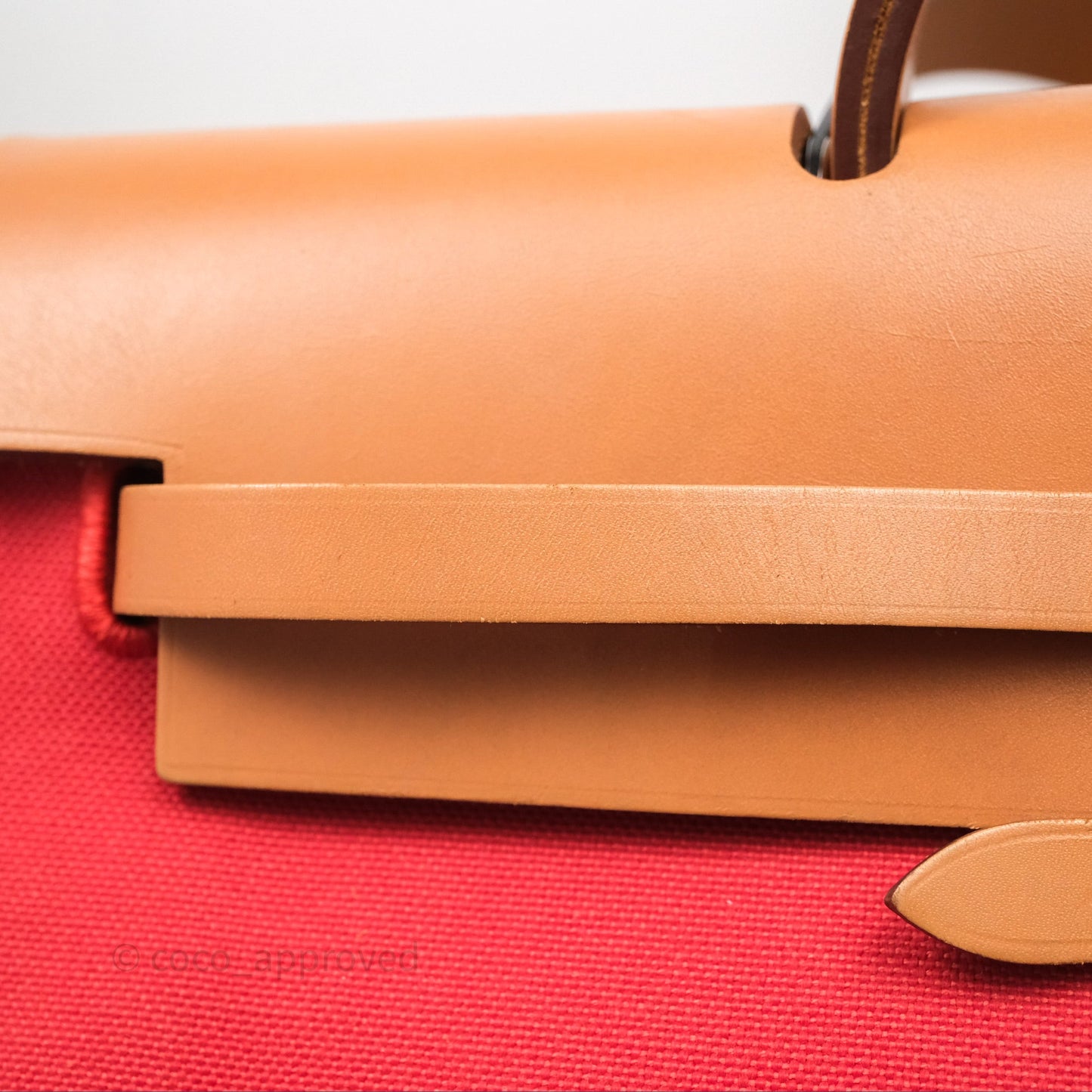 Hermès Herbag Zip 39 Red/Natural Canvas Palladium Hardware