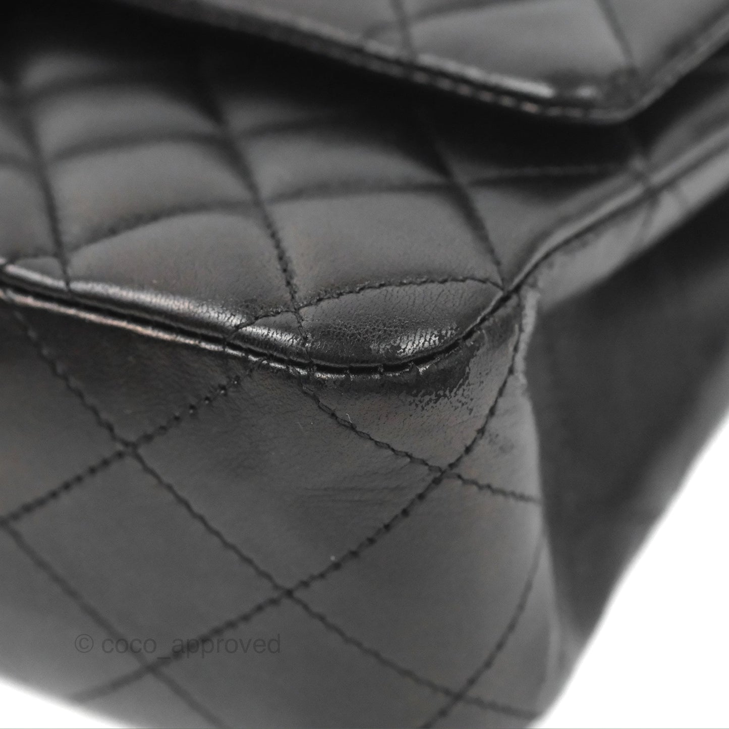 Chanel Classic M/L Medium Flap Quilted Black Lambskin Silver Hardware