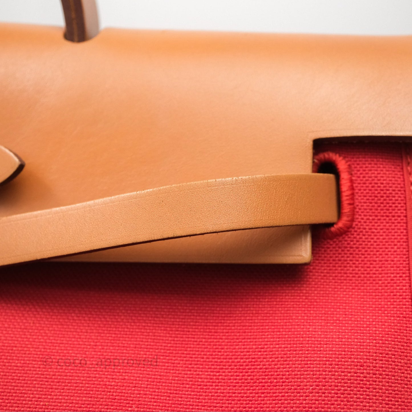 Hermès Herbag Zip 39 Red/Natural Canvas Palladium Hardware