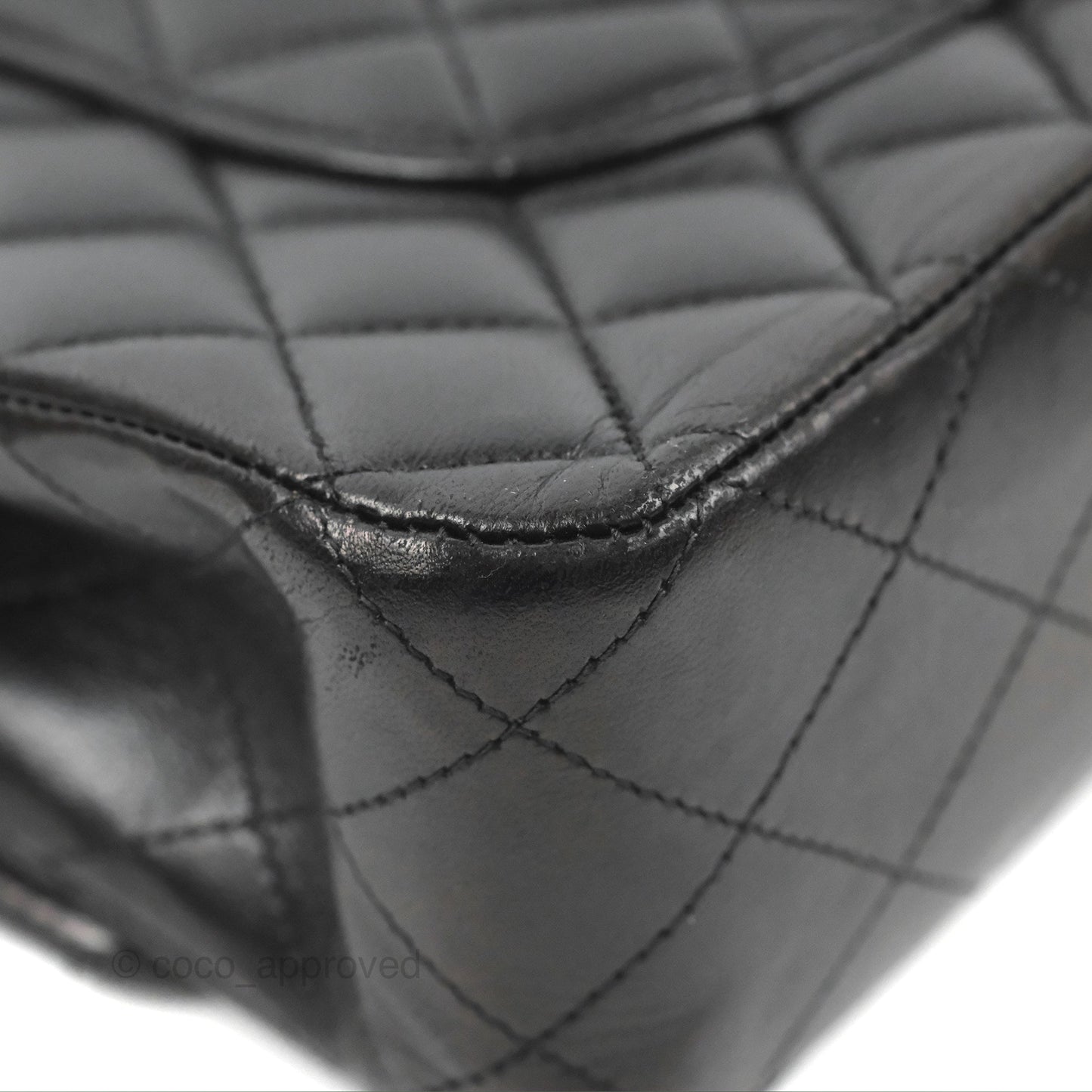 Chanel Classic M/L Medium Flap Quilted Black Lambskin Silver Hardware