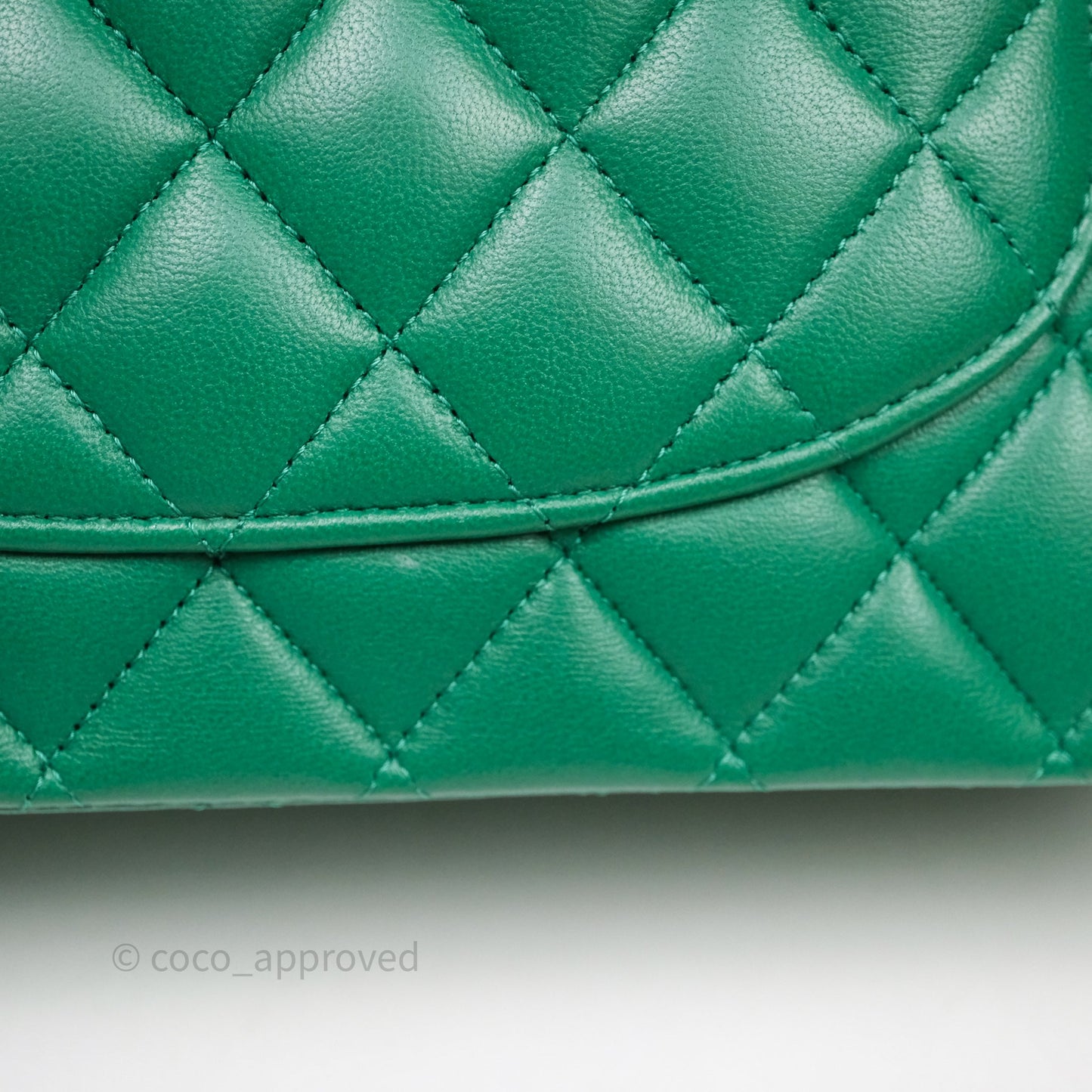 Chanel Classic M/L Medium Flap Quilted Green Lambskin Gold Hardware