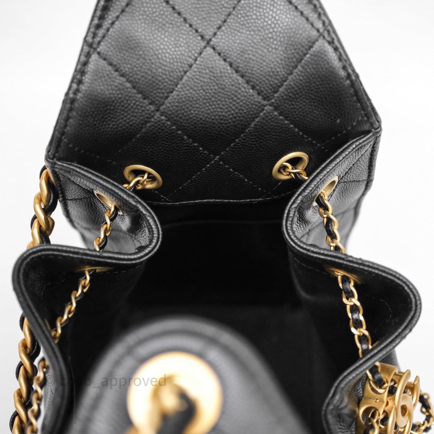 Chanel 25 Small Black Caviar Aged Gold Hardware