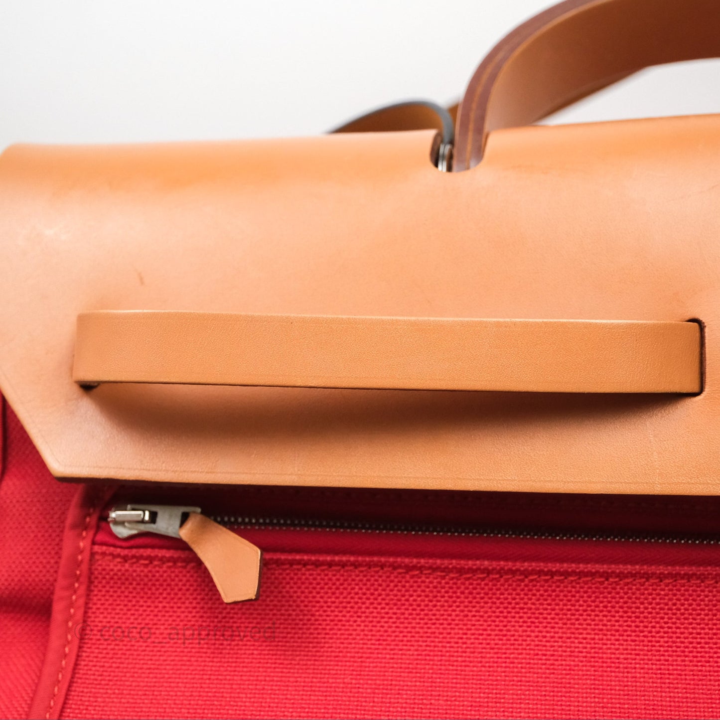 Hermès Herbag Zip 39 Red/Natural Canvas Palladium Hardware