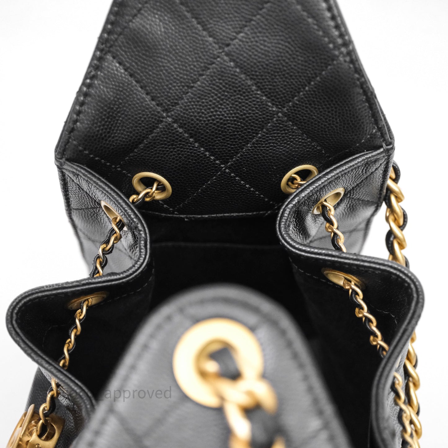 Chanel 25 Small Black Caviar Aged Gold Hardware