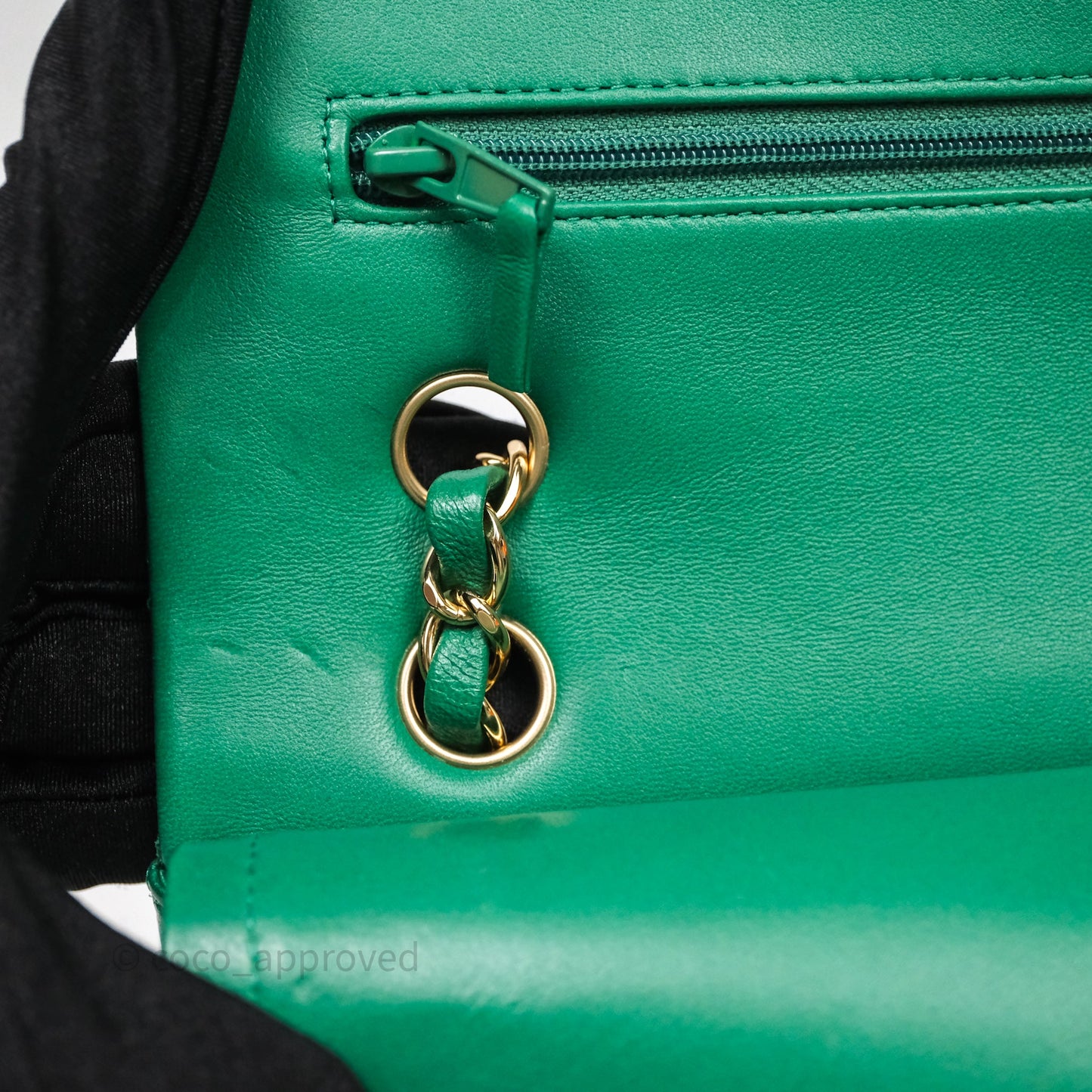 Chanel Classic M/L Medium Flap Quilted Green Lambskin Gold Hardware